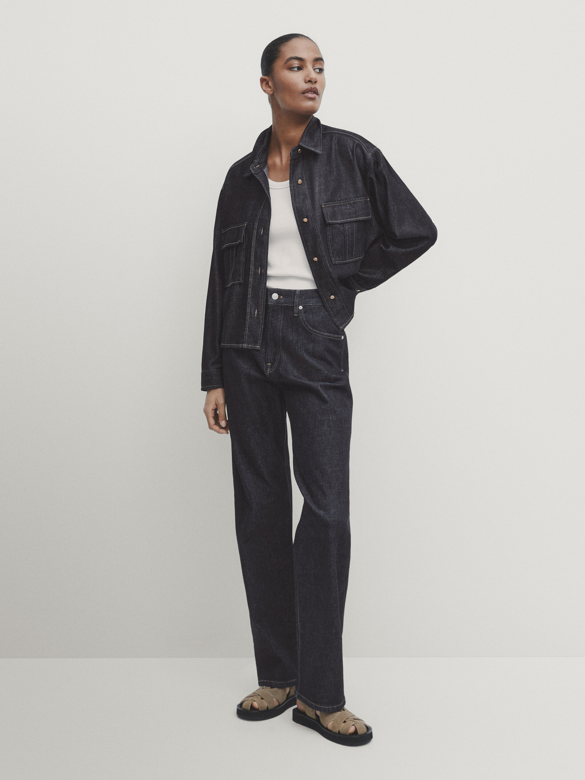 Zara black denim shirt clearance