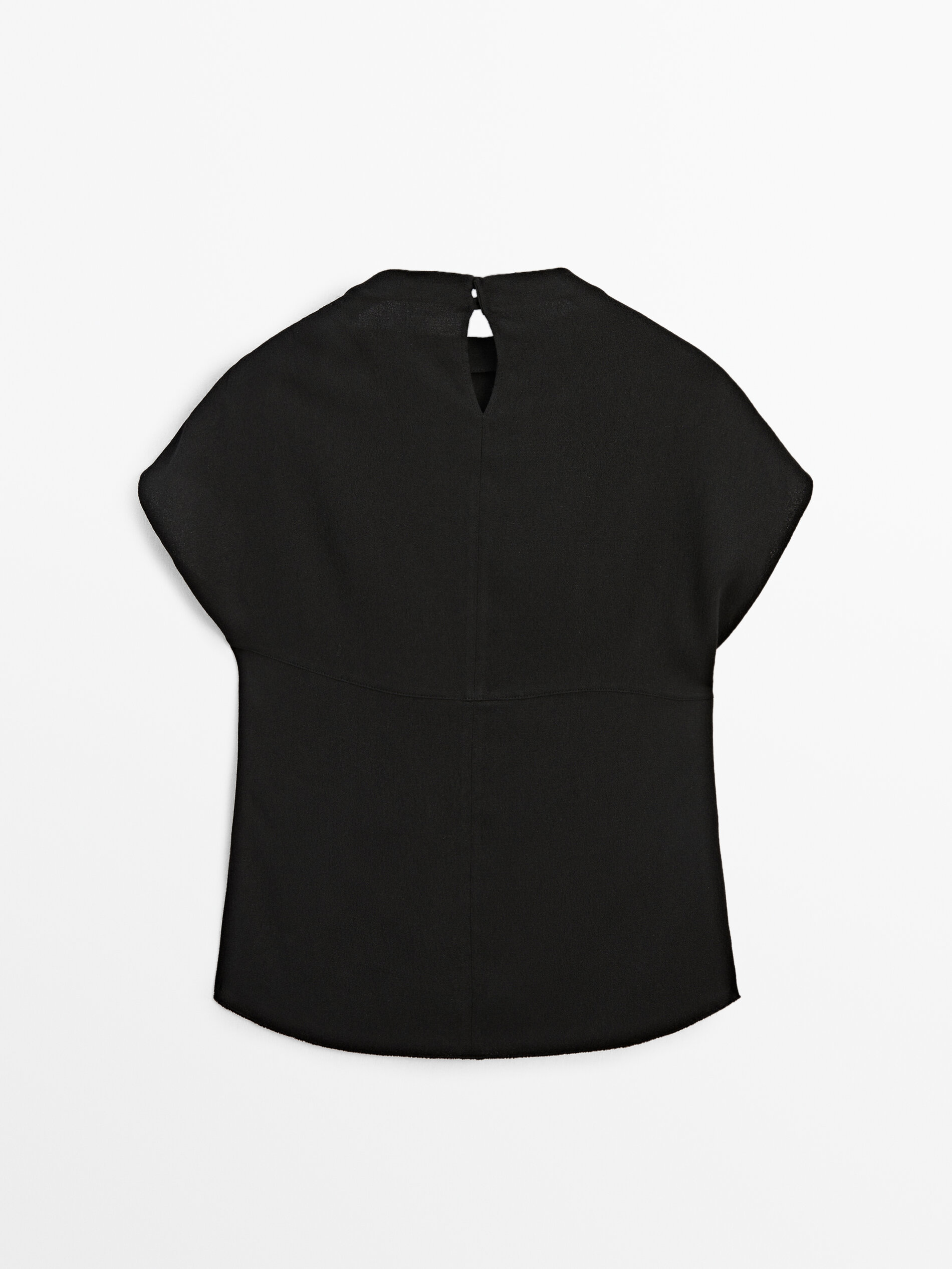 Black short sleeve top with fitted waist Black Shirts