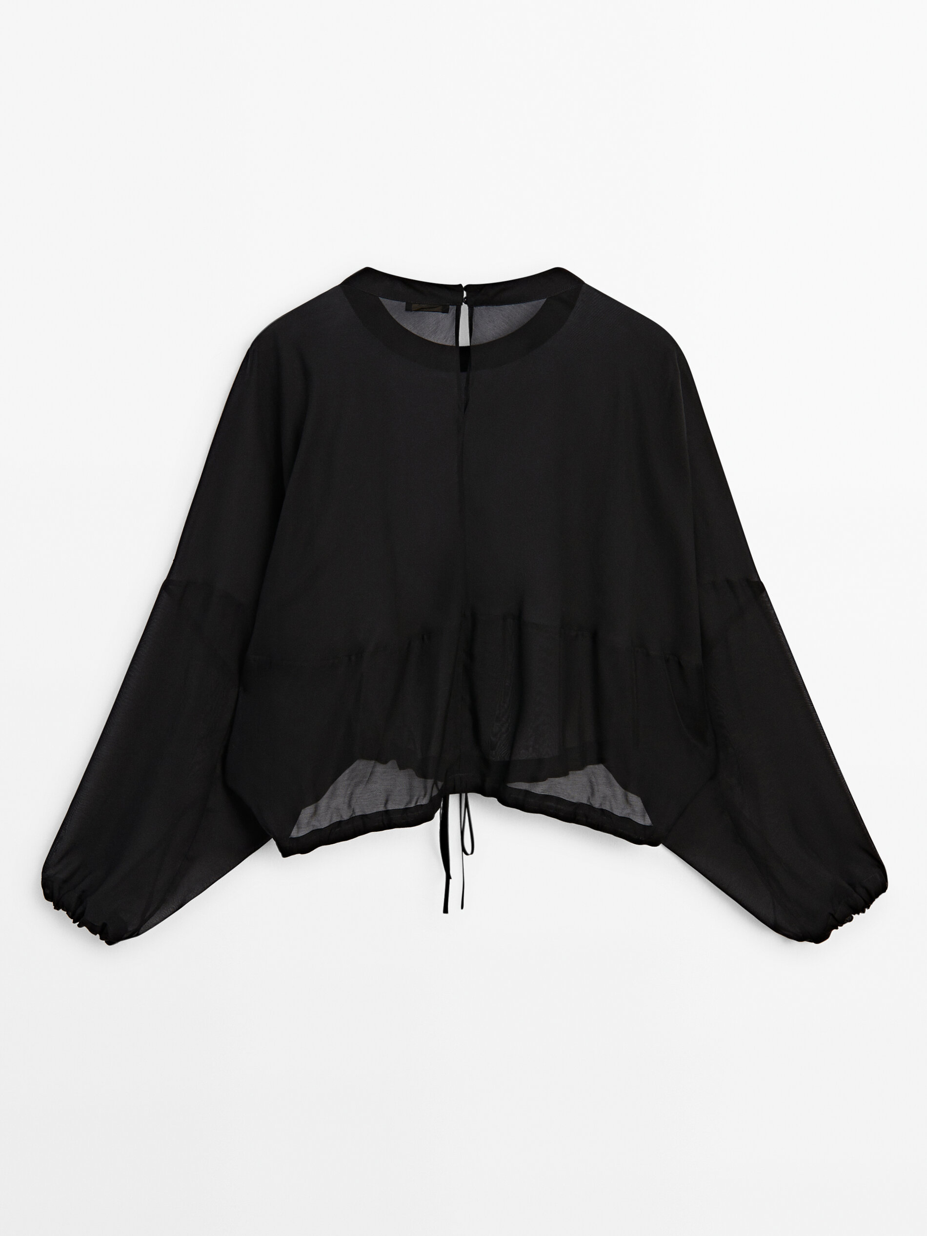 Blusa semitransparente cord n Negro Camiser a Massimo Dutti