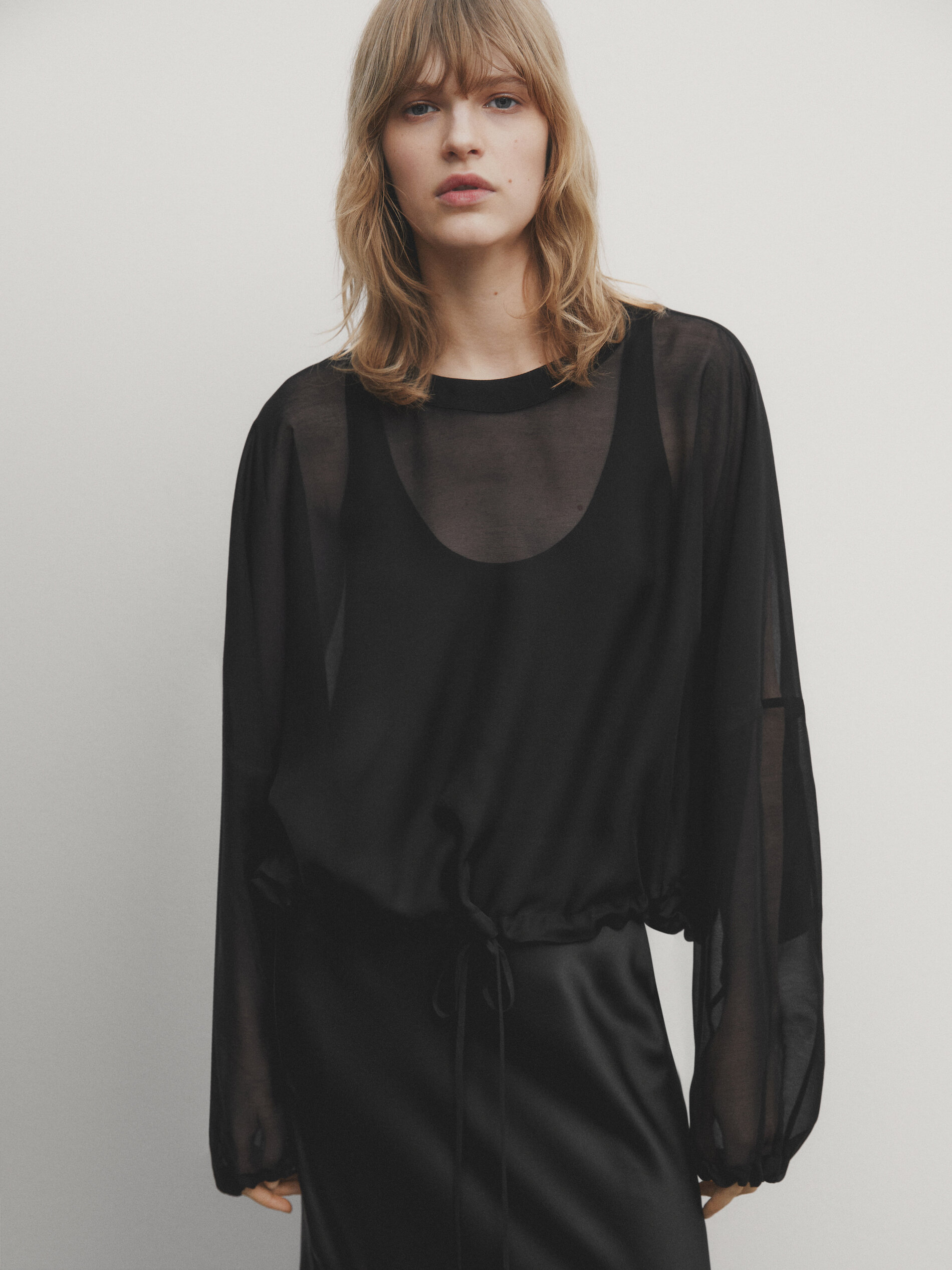 Semi sheer blouse best sale