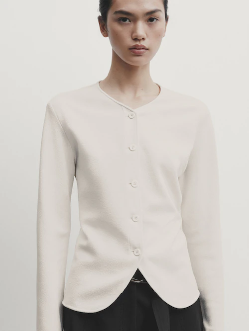 마시모두띠 Massimo Dutti Textured blouse with buttons