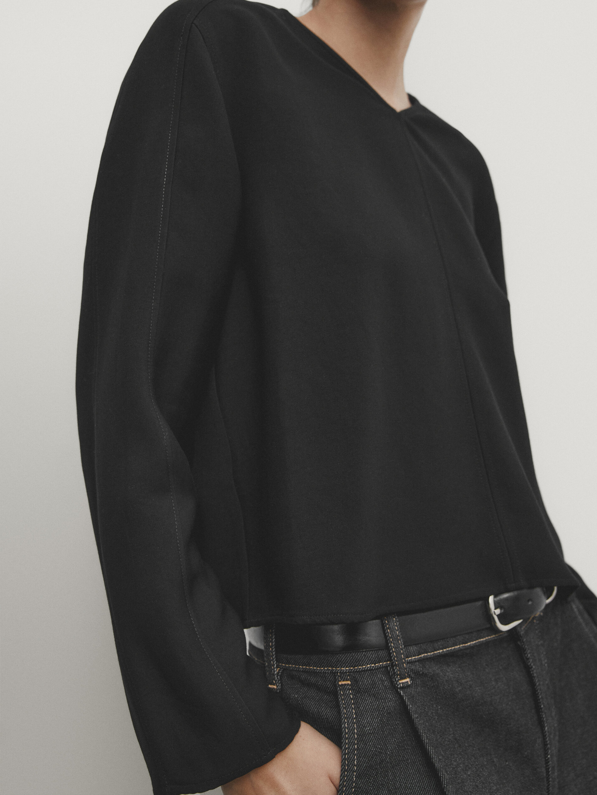 Blusa negra outlet massimo dutti