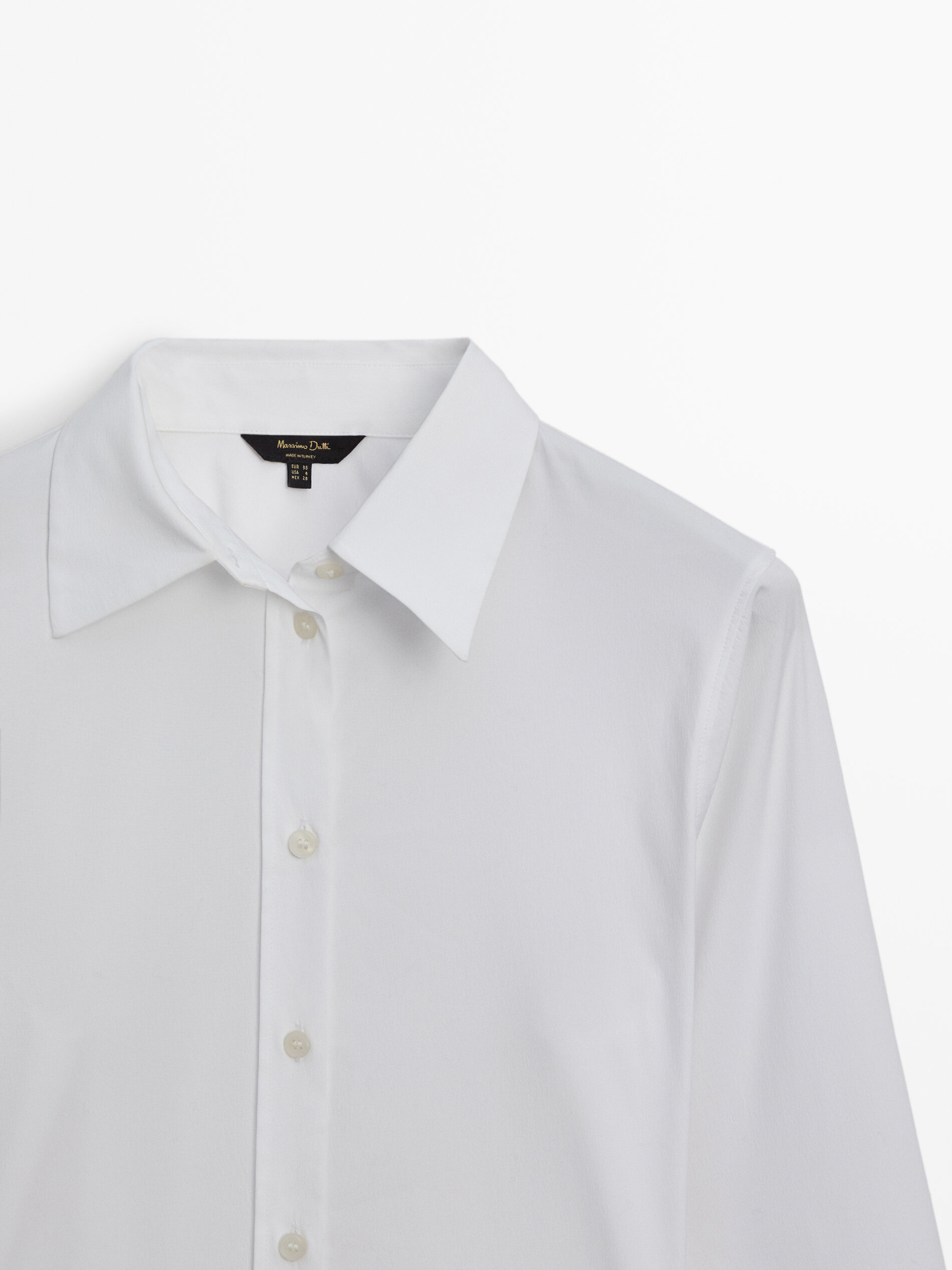 Chemise en popeline stretch Blanc Chemises Massimo Dutti