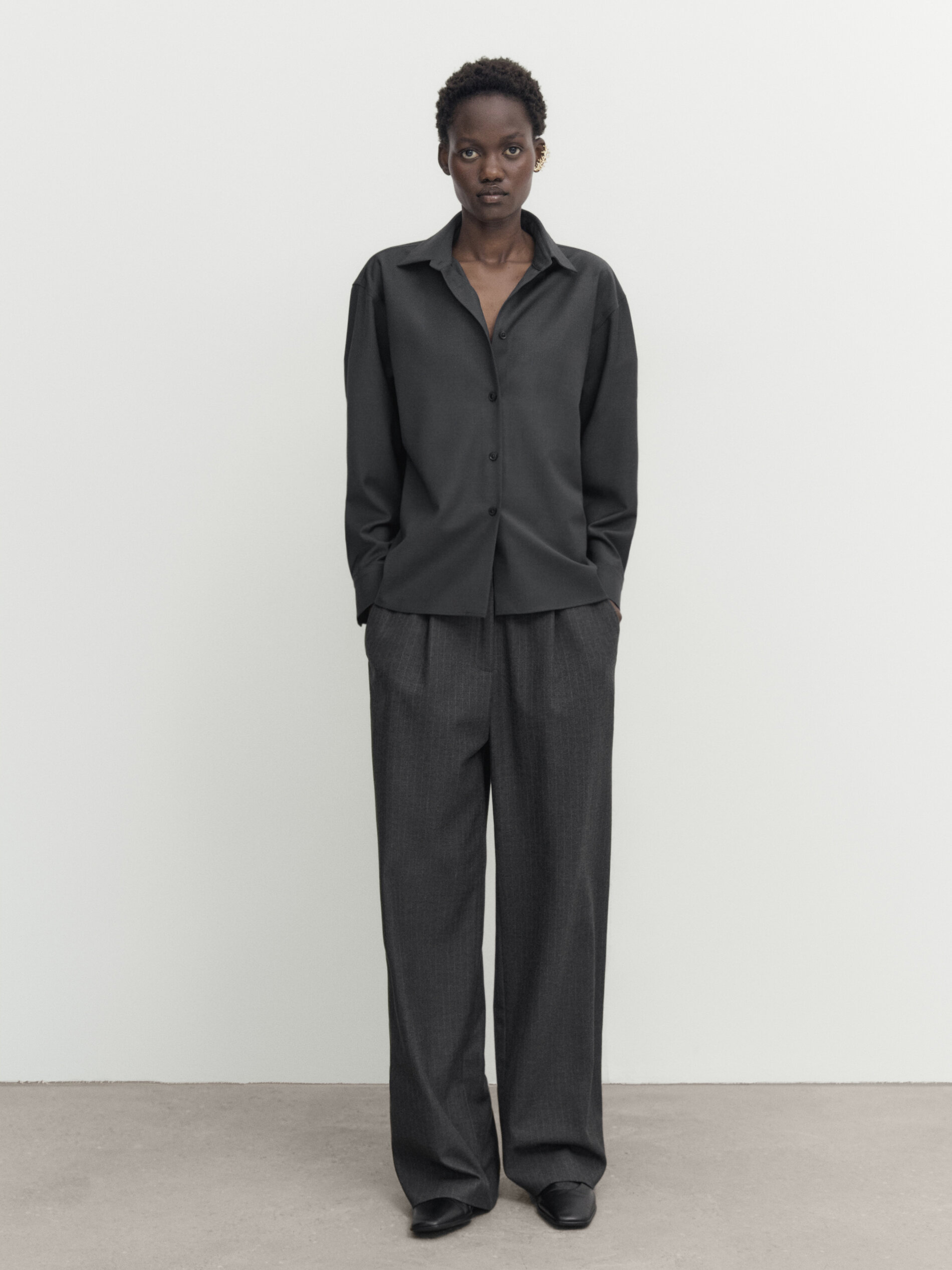 Grey cool wool blend shirt