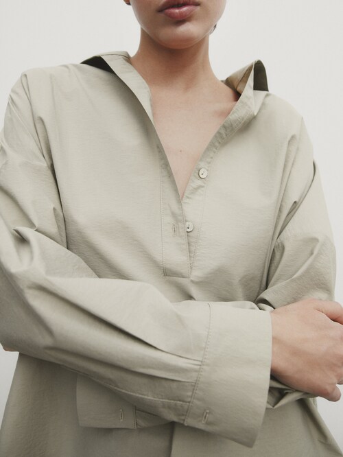마시모두띠 Massimo Dutti Cotton blend shirt with polo collar