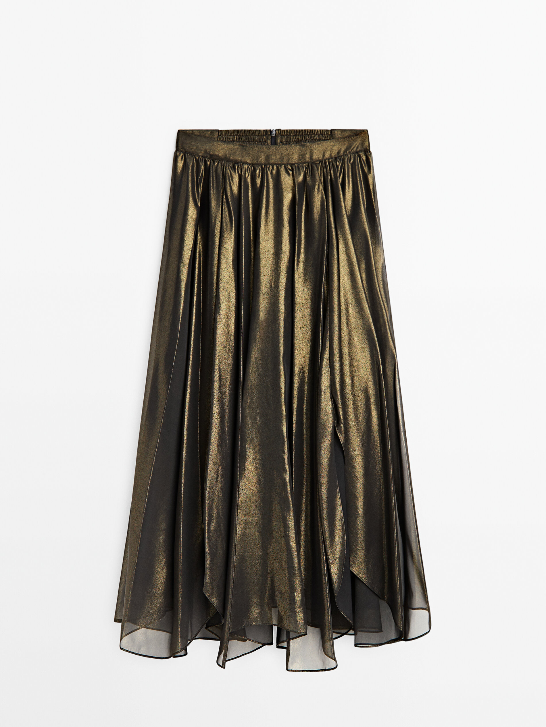 Hush metallic pleated skirt cheap bronze