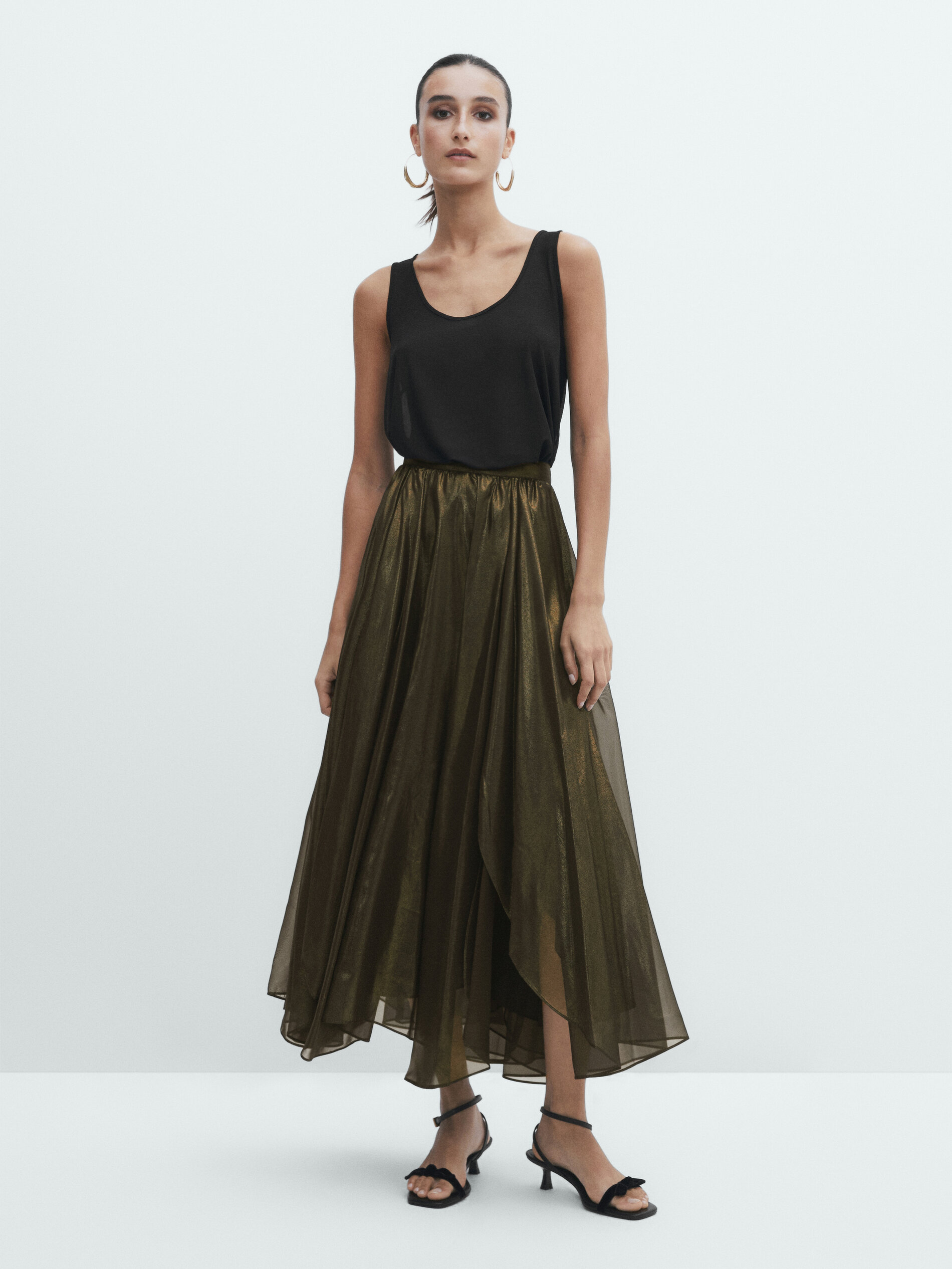 Gold net tulle skirt zara top