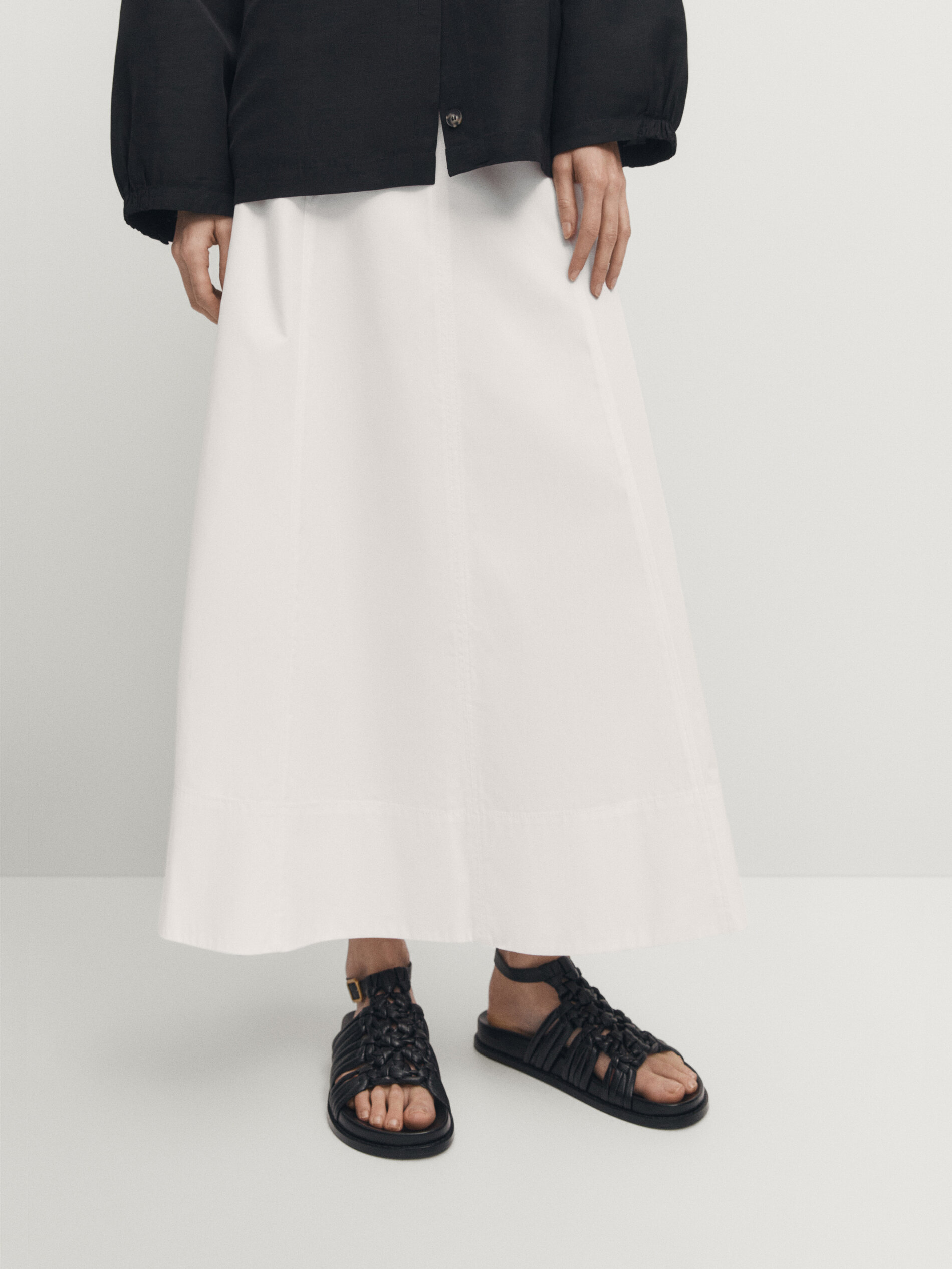 Designer white midi skirt store