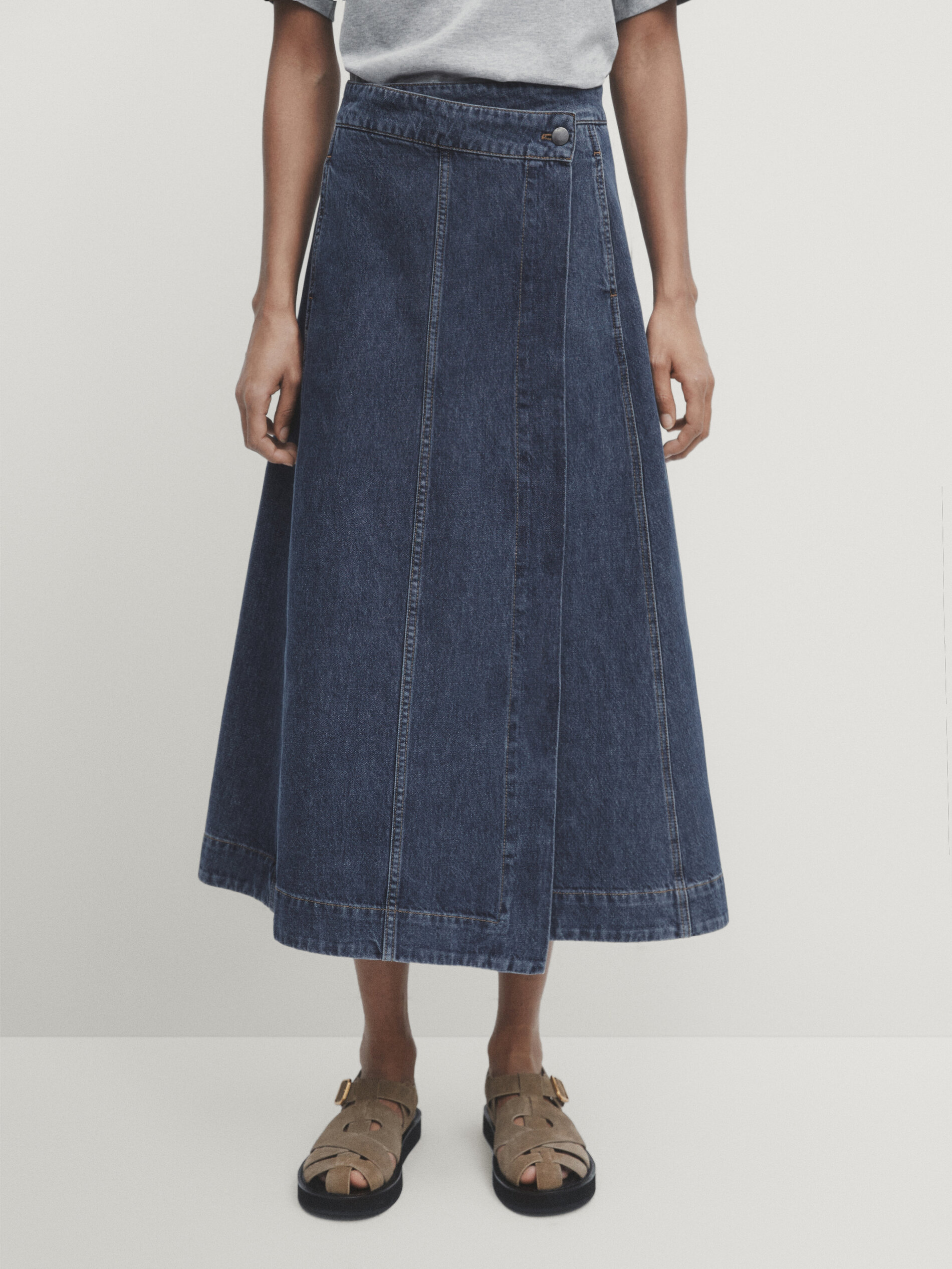 Denim wrap skirt