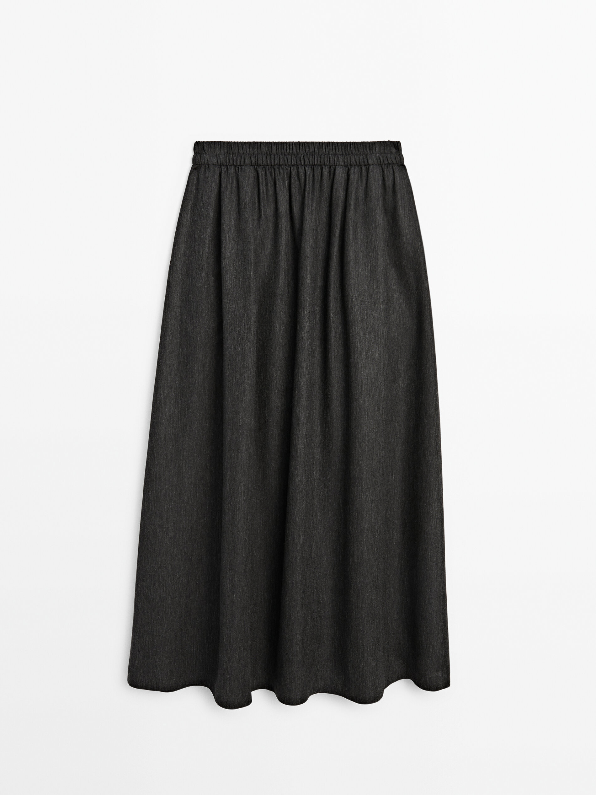 Jupe midi taille lastique Gris Habill Jupes Massimo Dutti