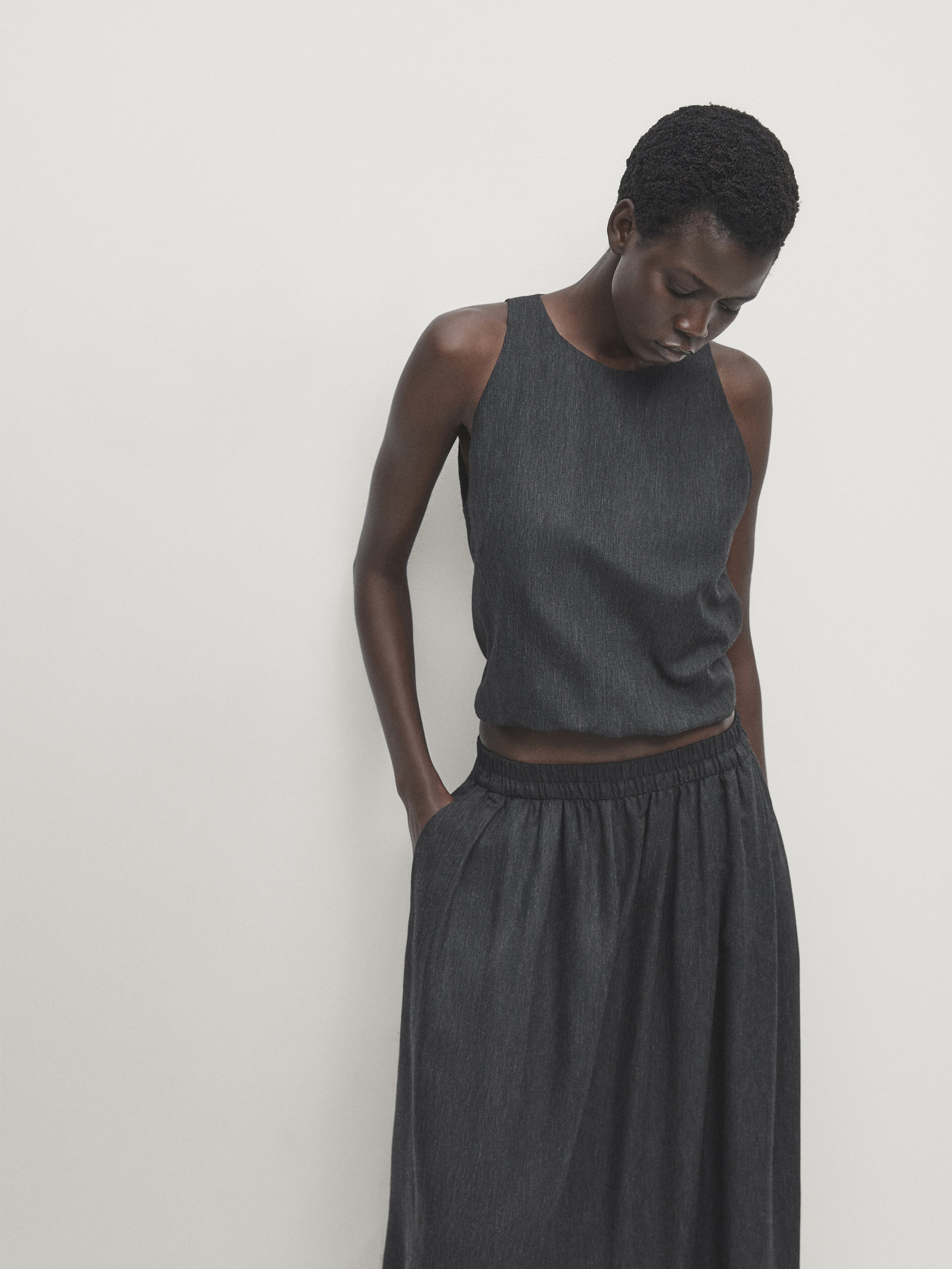 Grey skirt deals elastic waist
