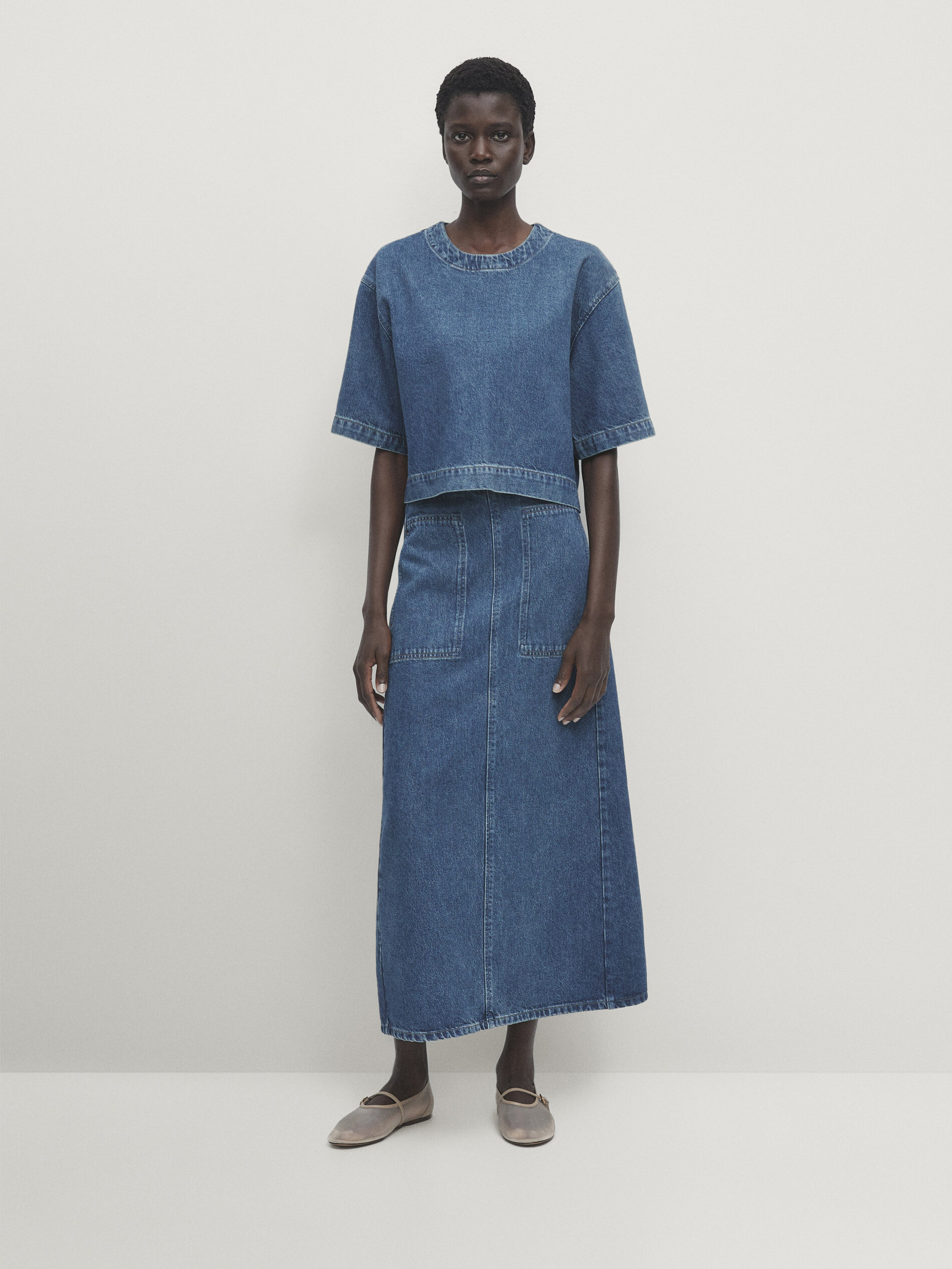 Jupe denim carpenter straight Bleu Moyen Habill Jupes