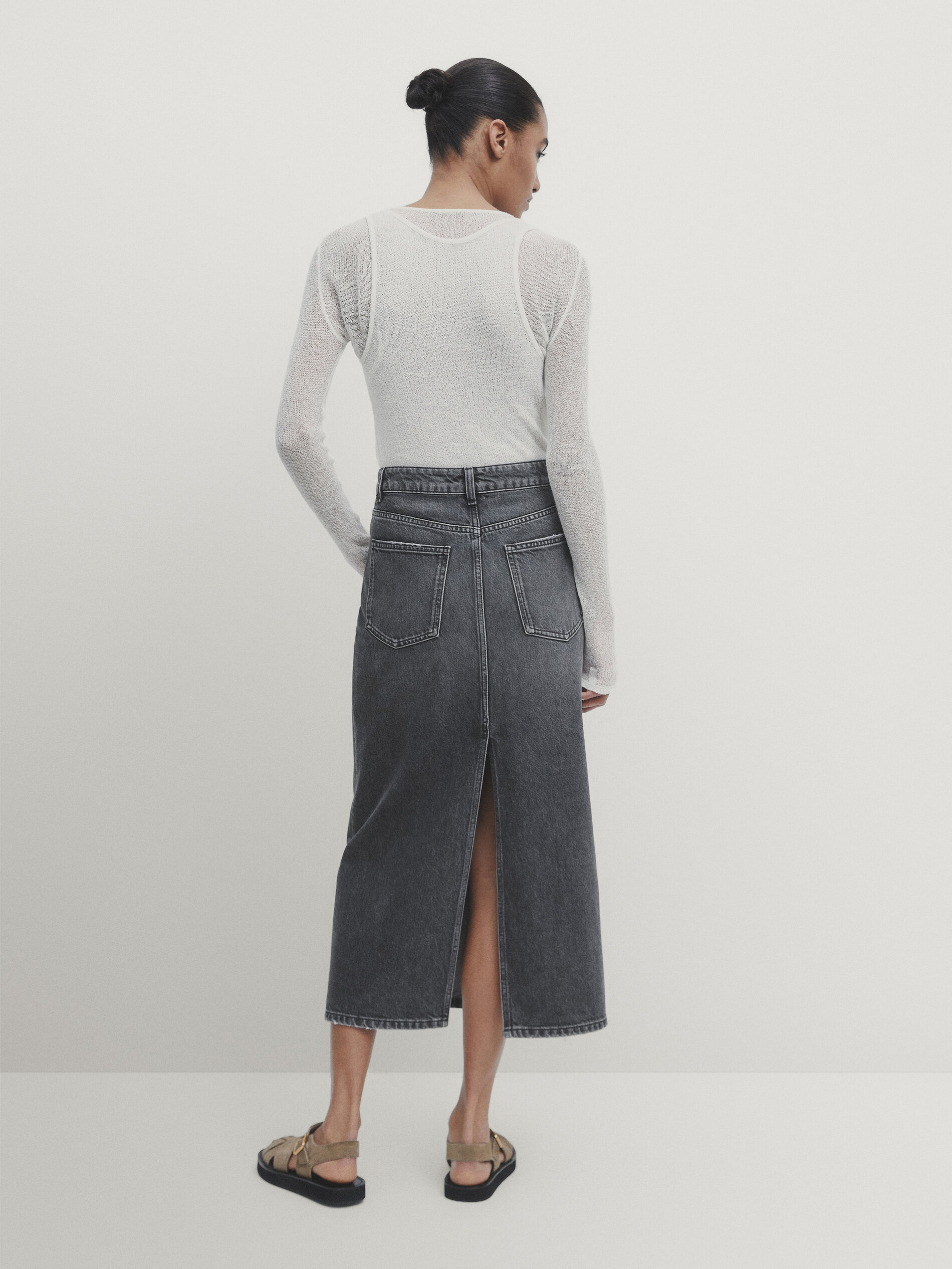 Straight denim skirt