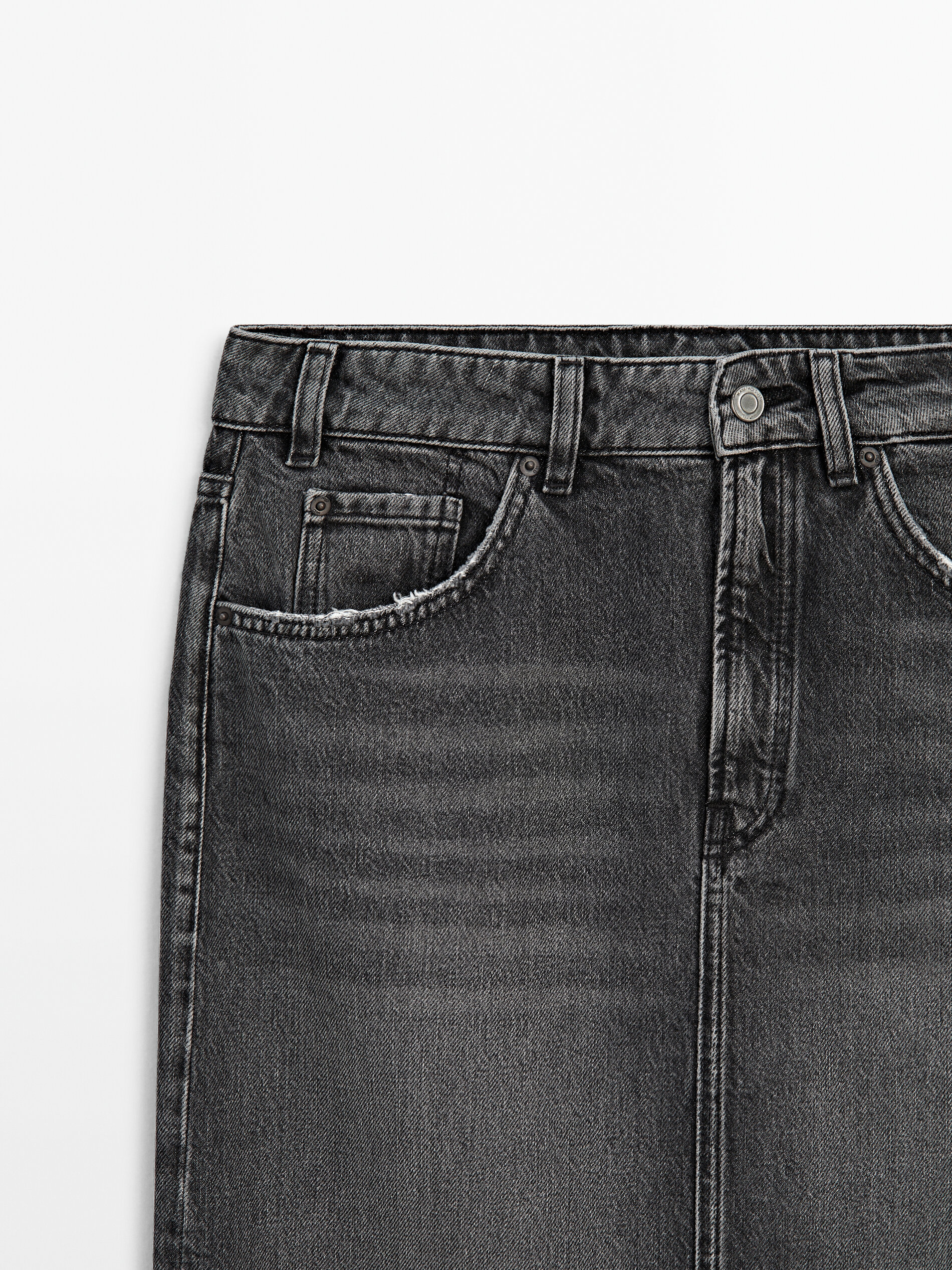 Mid length denim skirts deals grey