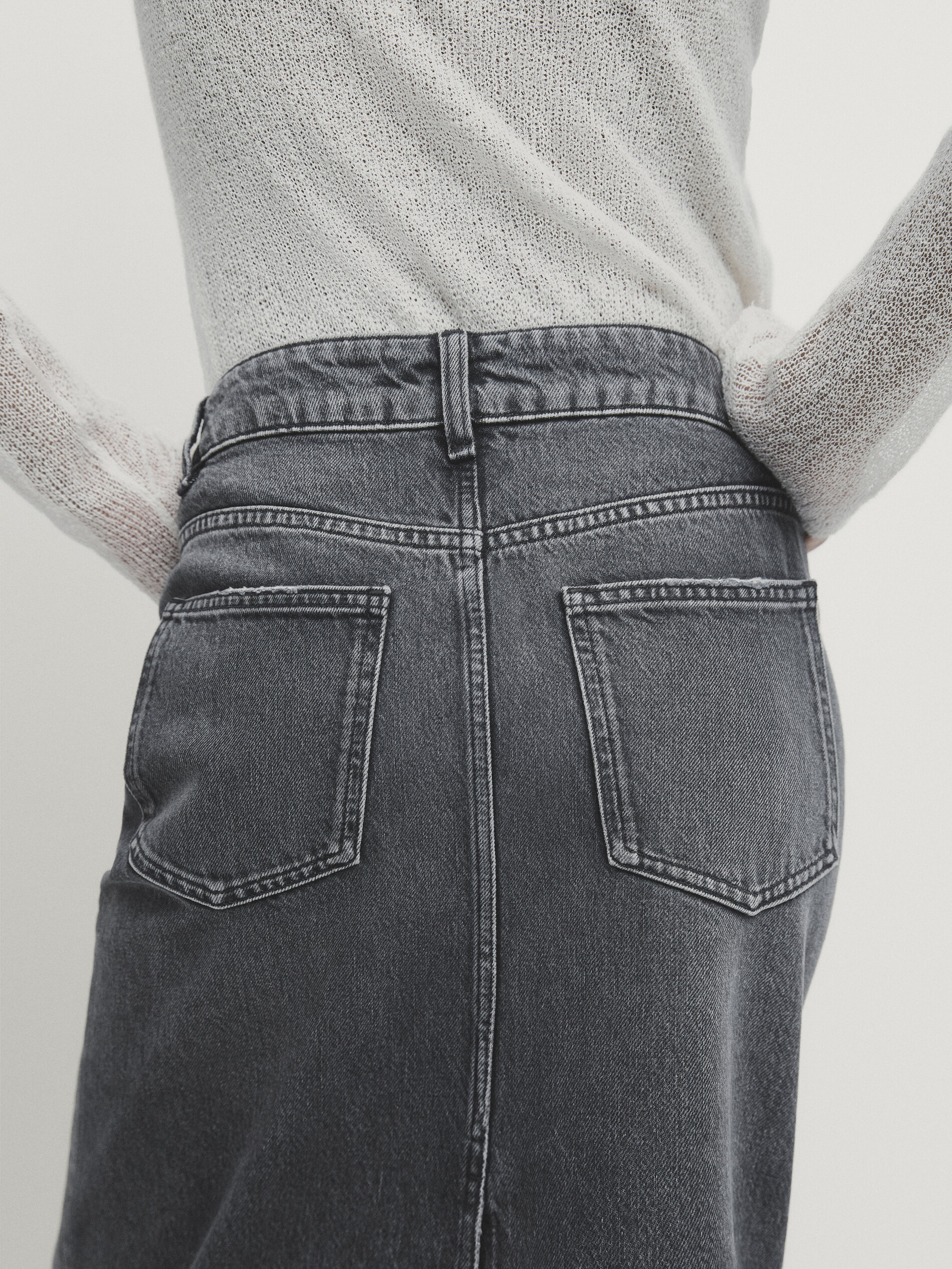 NEW Women Stylish Ripped Broken Hole Front Slit Patchwork Straight Denim  Skirts | eBay