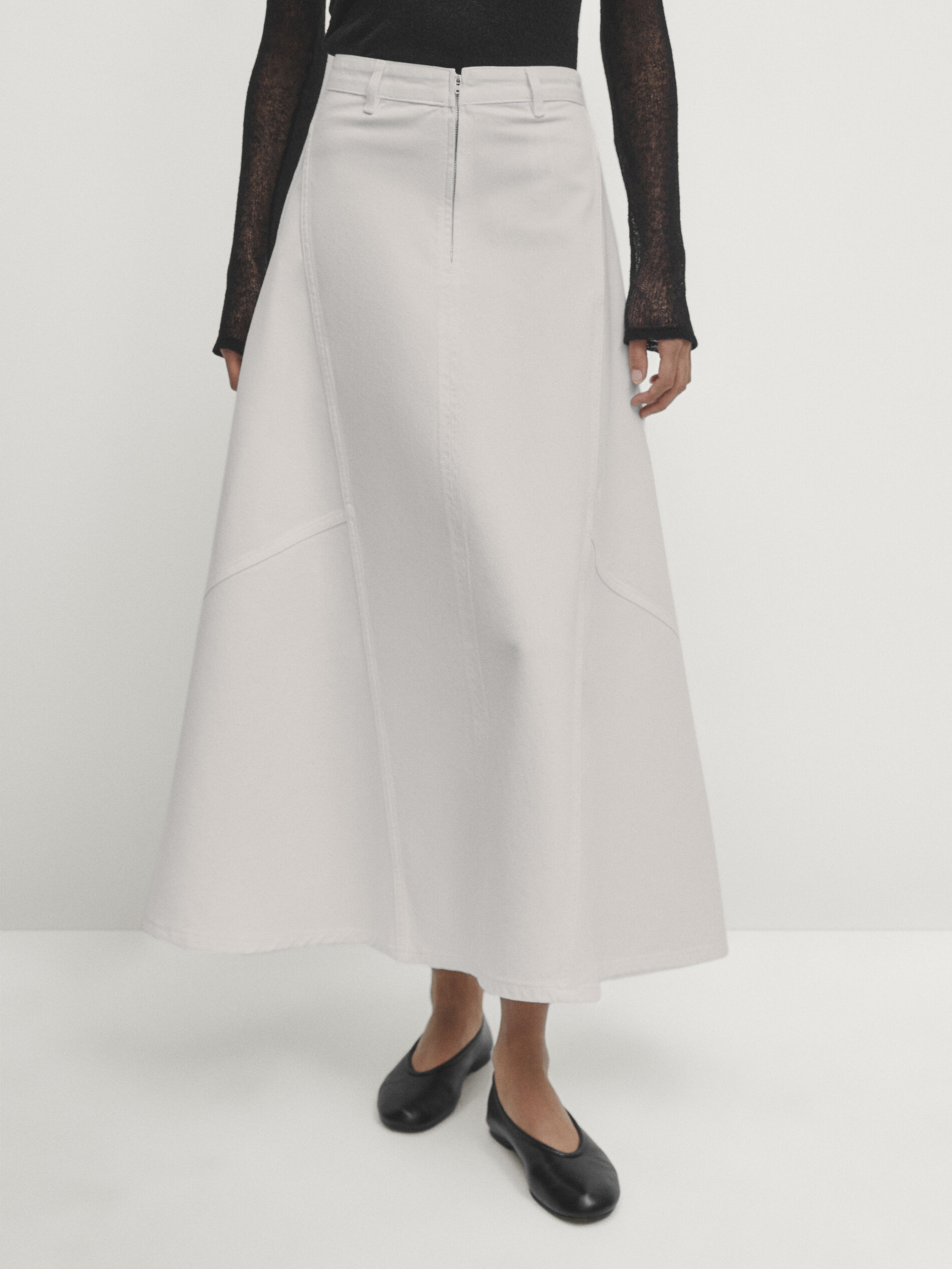 Cream high outlet waisted midi skirt