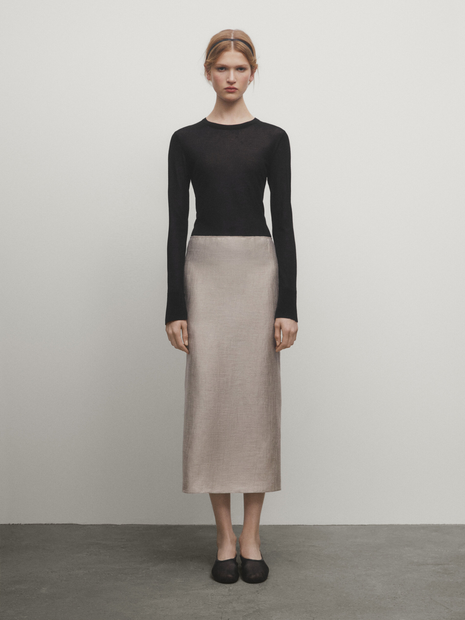 Satin midi skirt massimo dutti hot sale