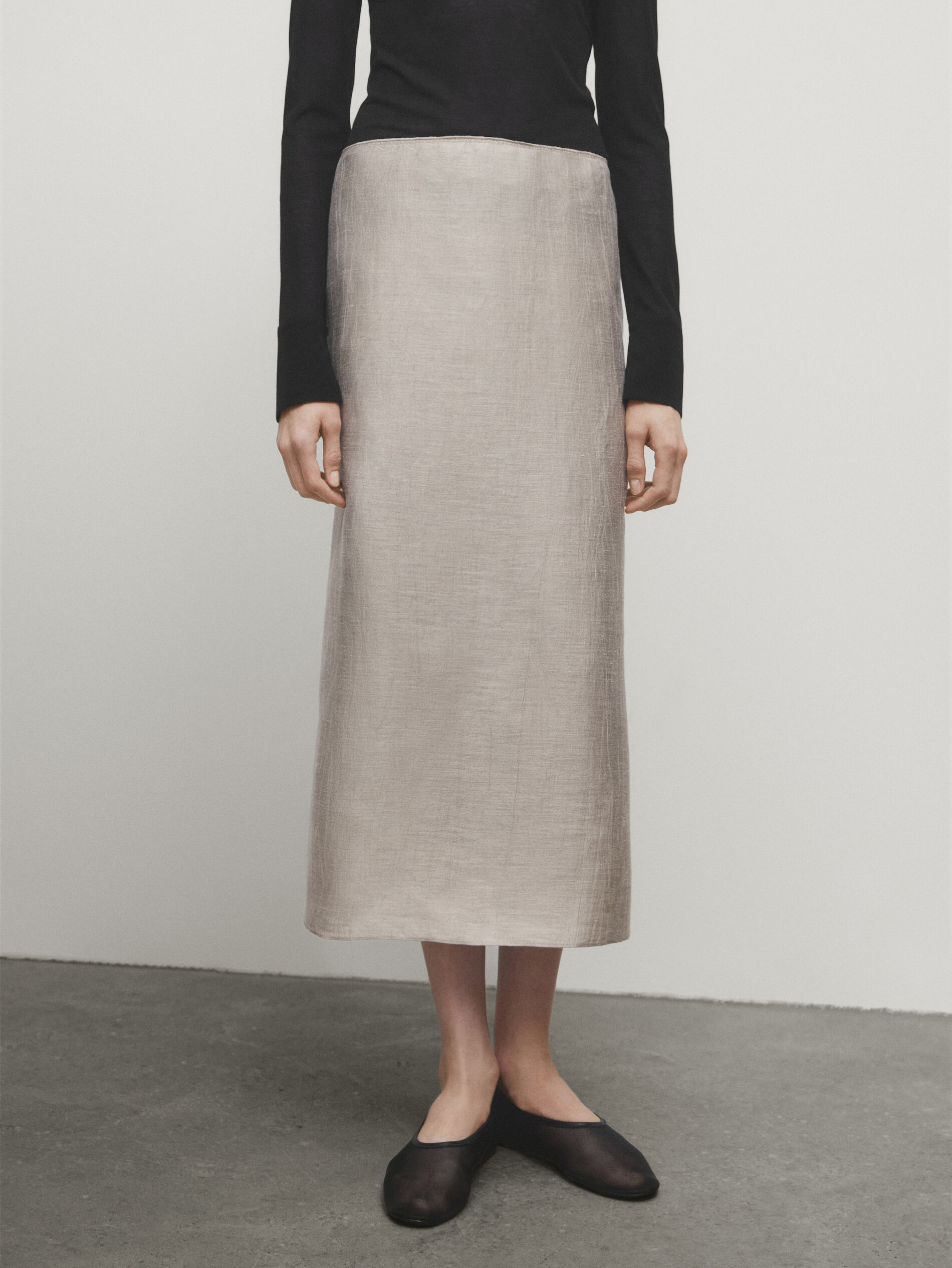 Satin midi skirt massimo dutti top