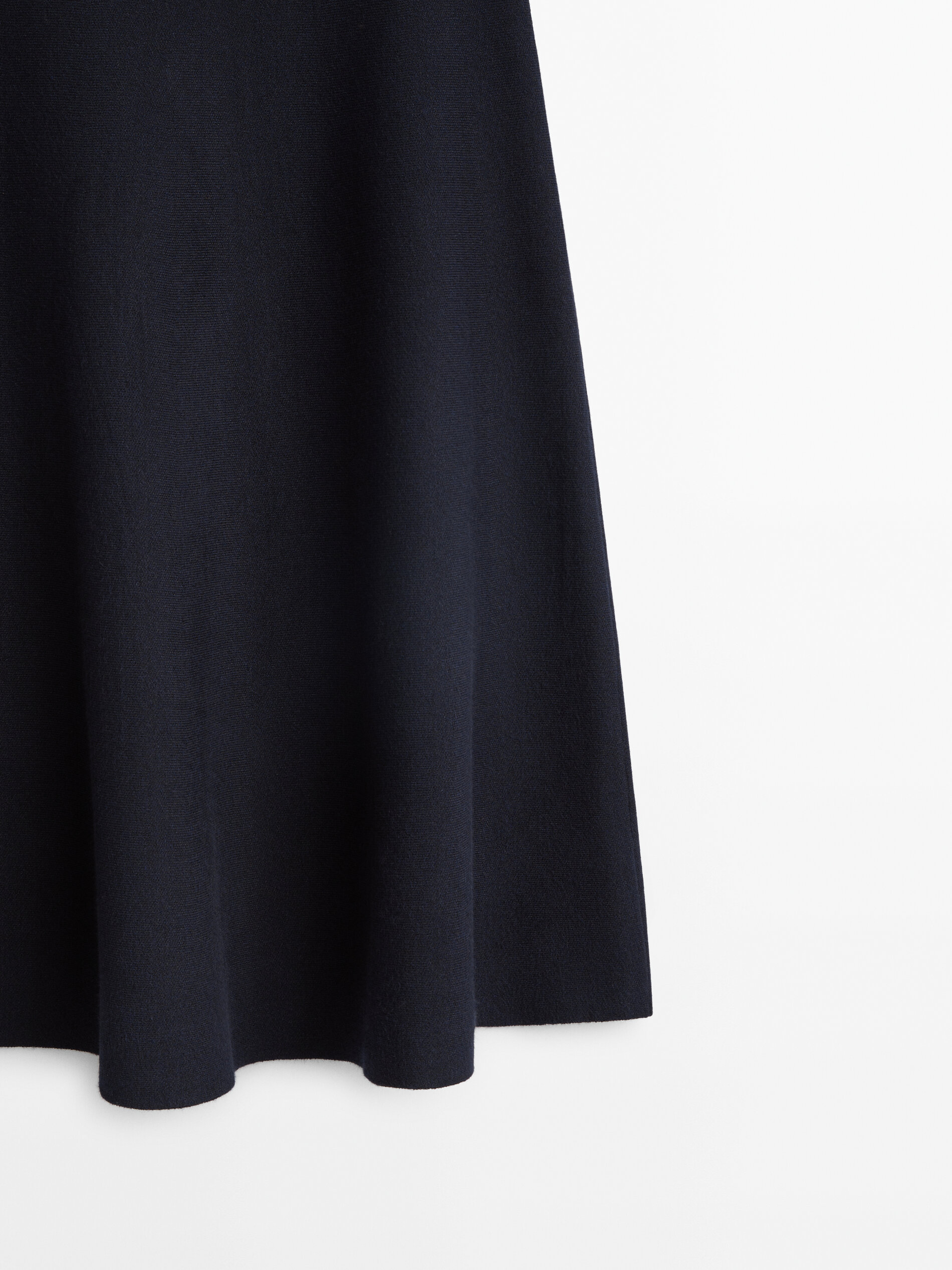 Navy blue flared knit skirt