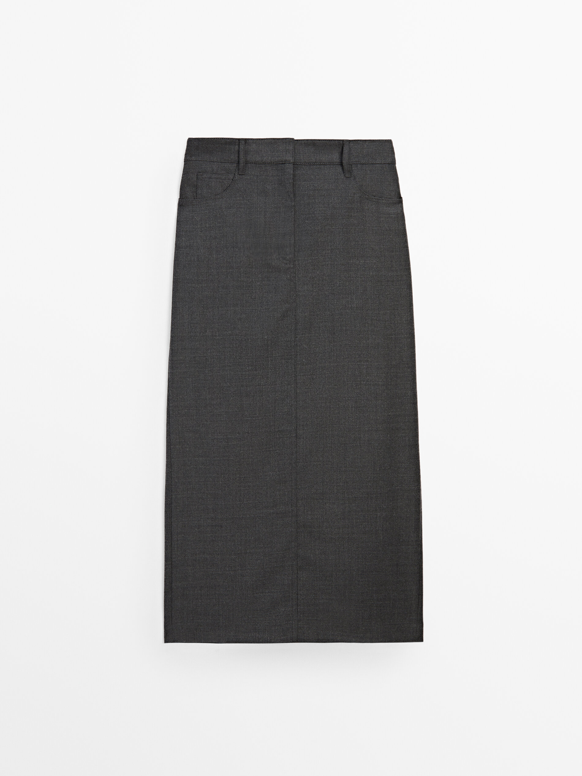 Cool wool blend midi skirt