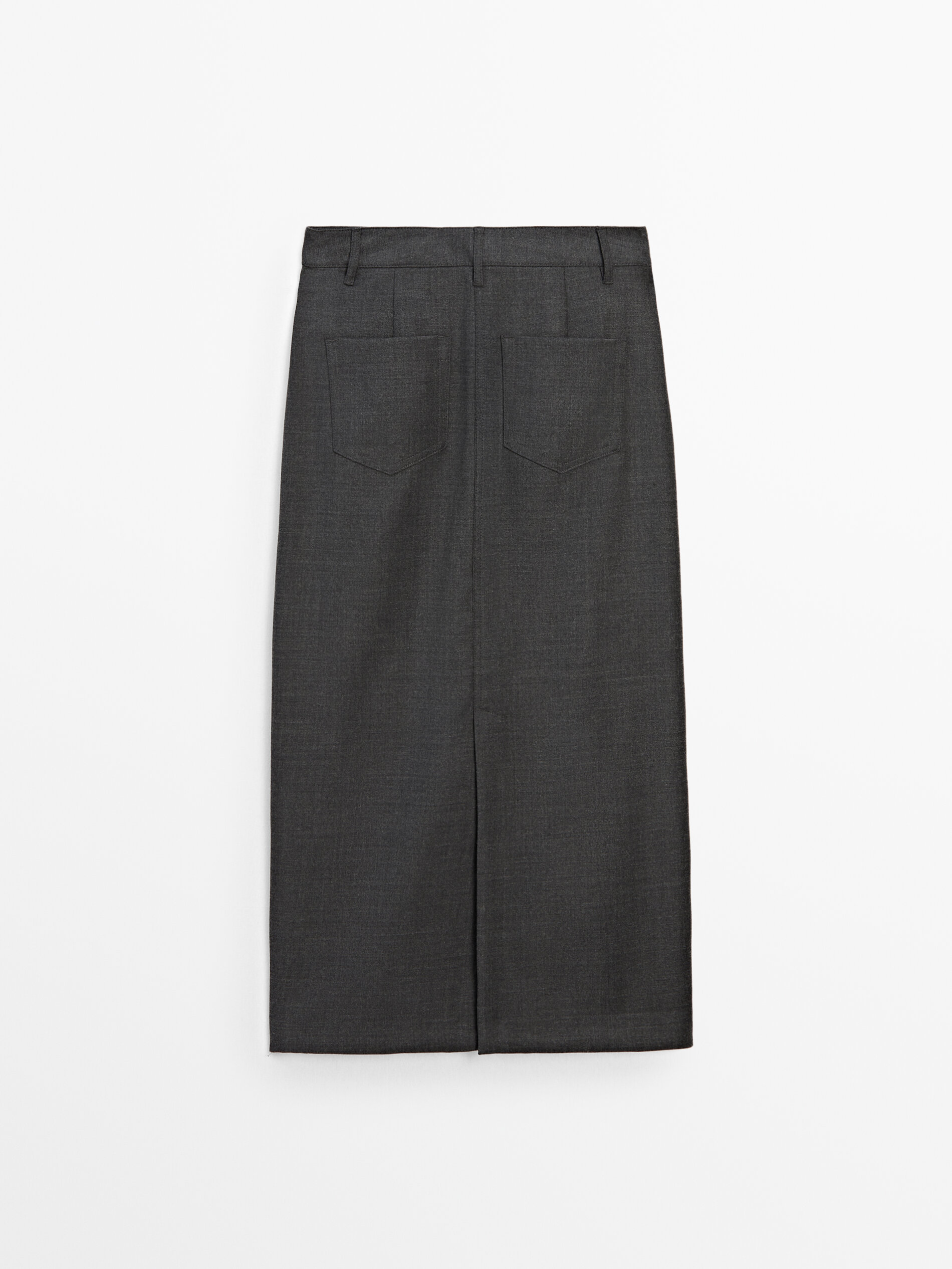 Cool wool blend midi skirt · Grey · Skirts | Massimo Dutti