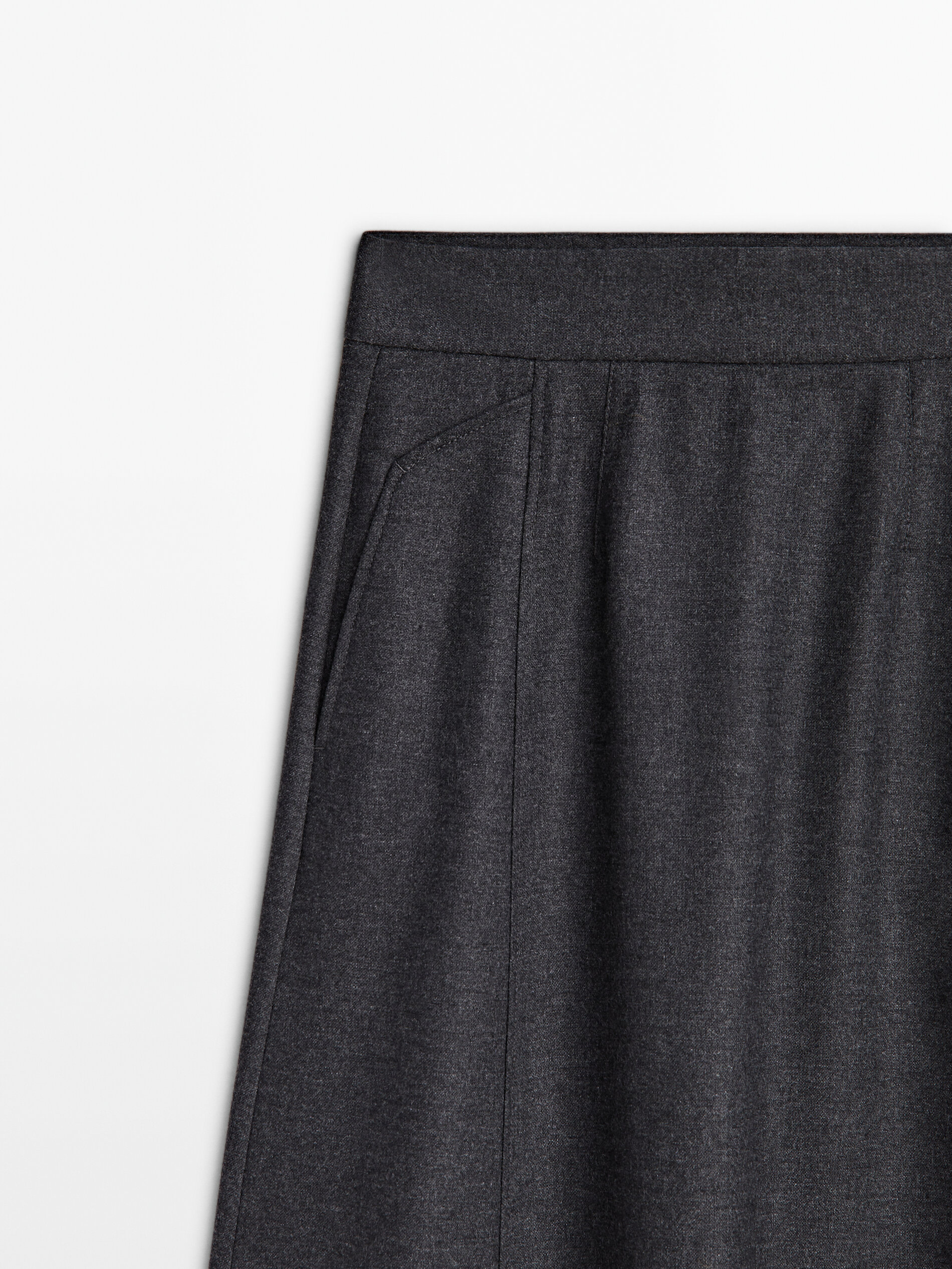 Grey wool outlet pleated midi skirt