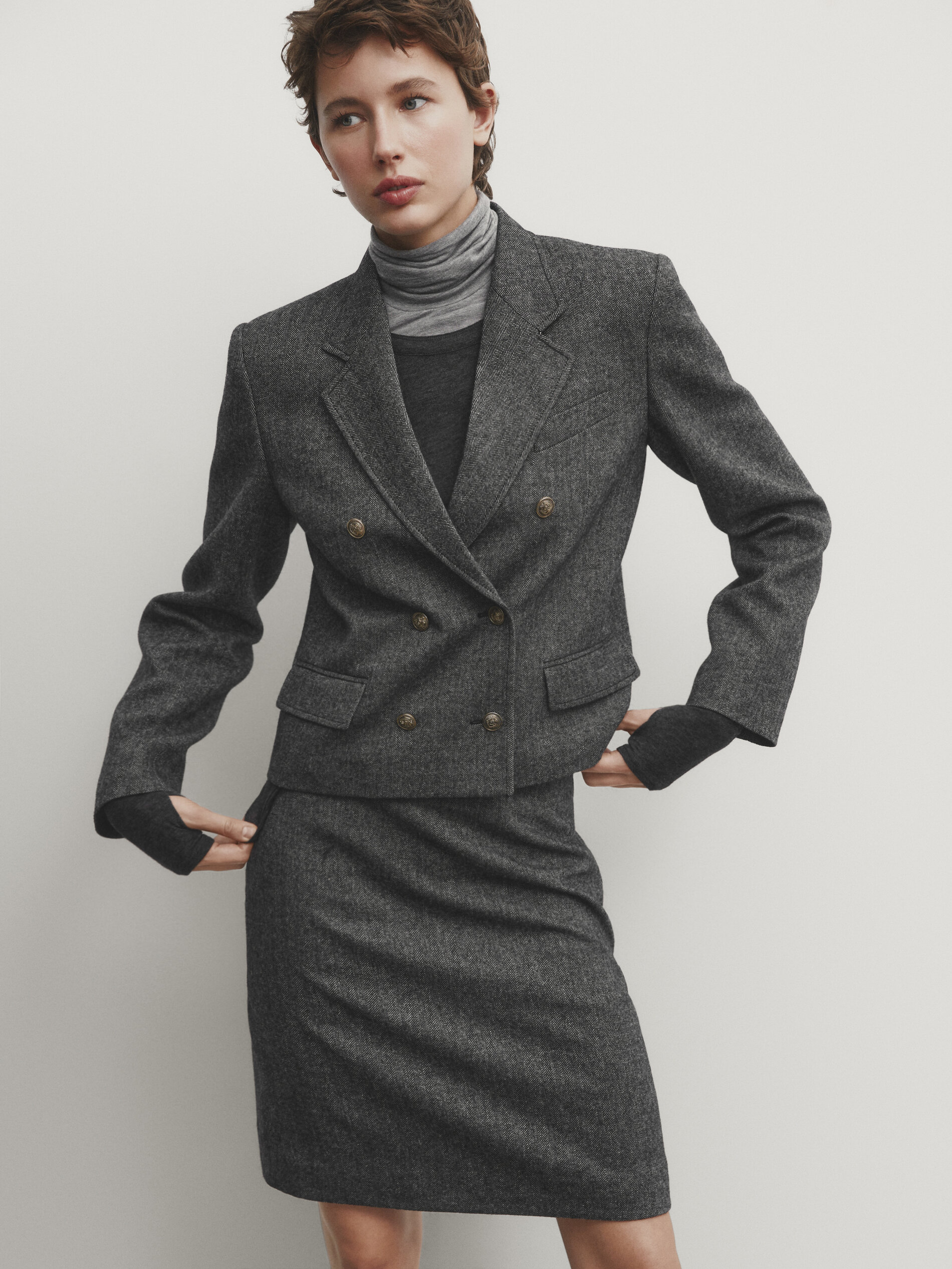 Long wool skirt grey sale