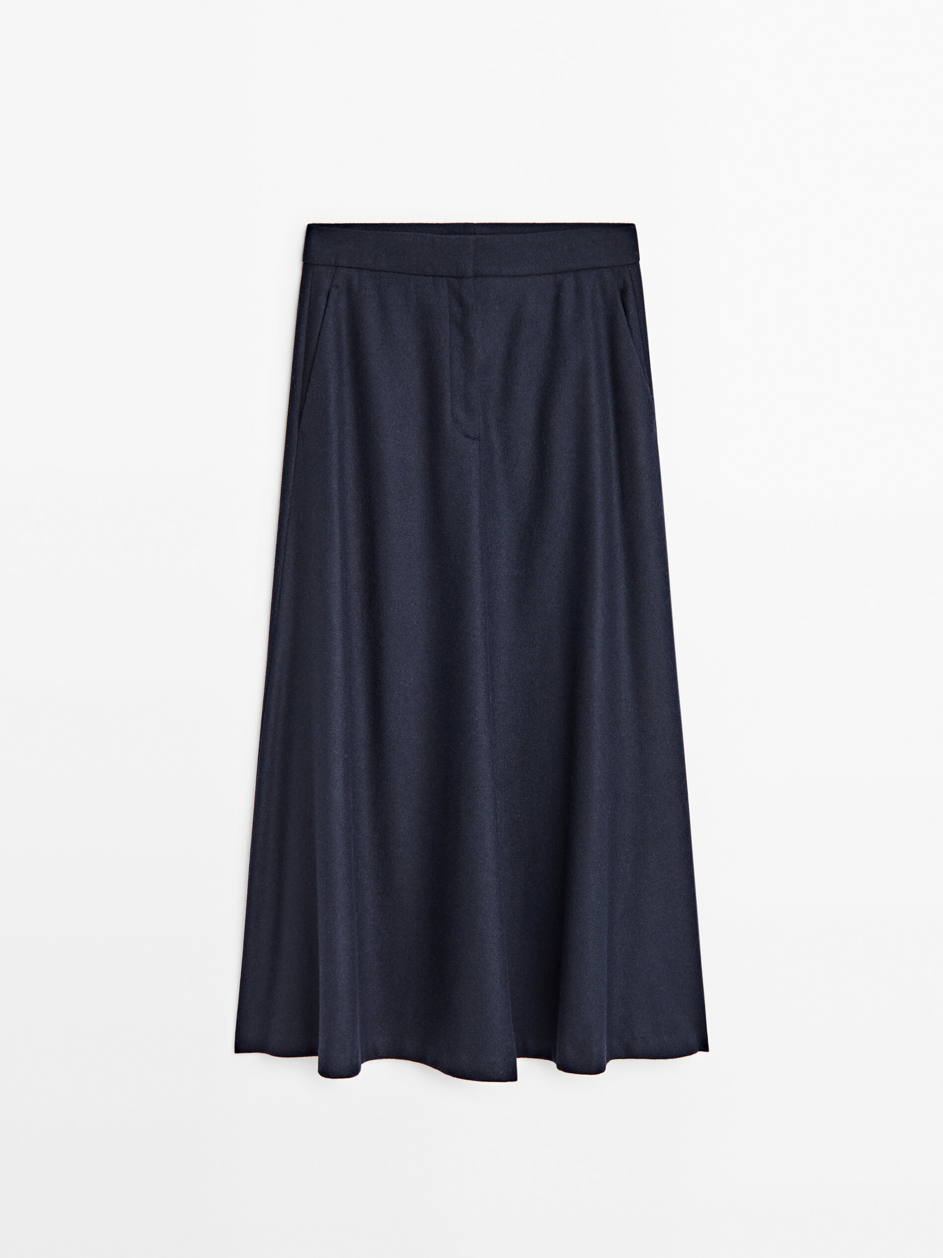 Navy blue discount knit midi skirt