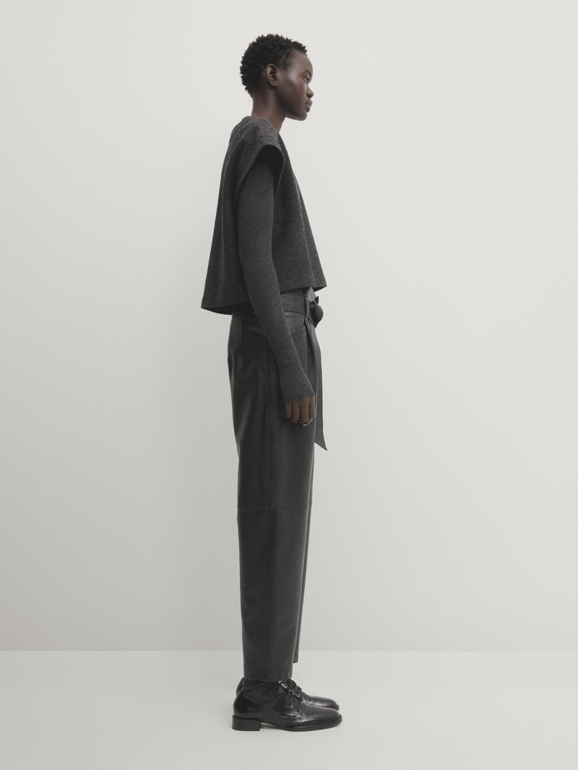 Pantalon cuir massimo dutti on sale