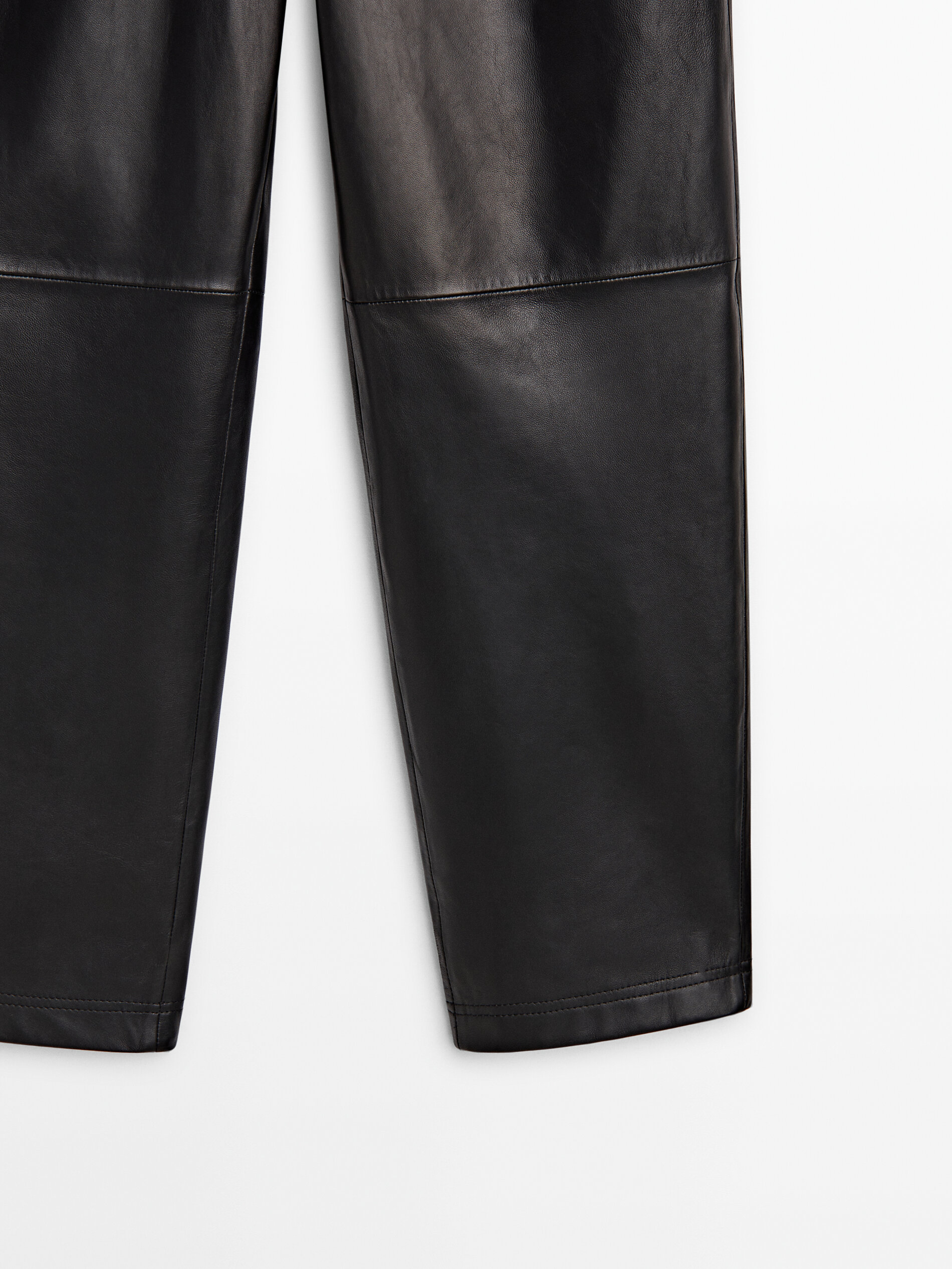 Black nappa leather paperbag trousers Black Skirts Massimo Dutti
