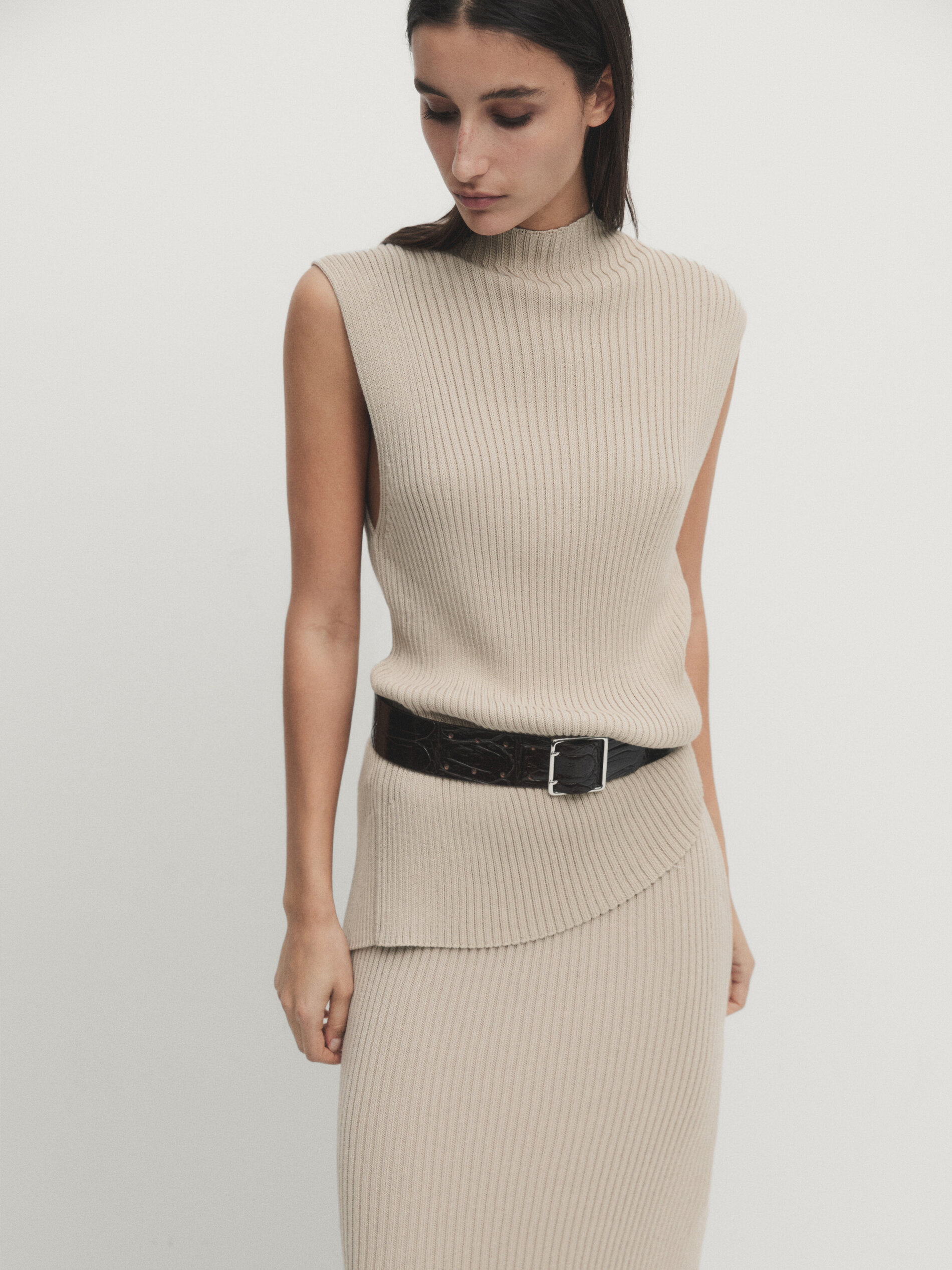 Jupe longue c tel e fendue Pierre Habill Jupes Massimo Dutti