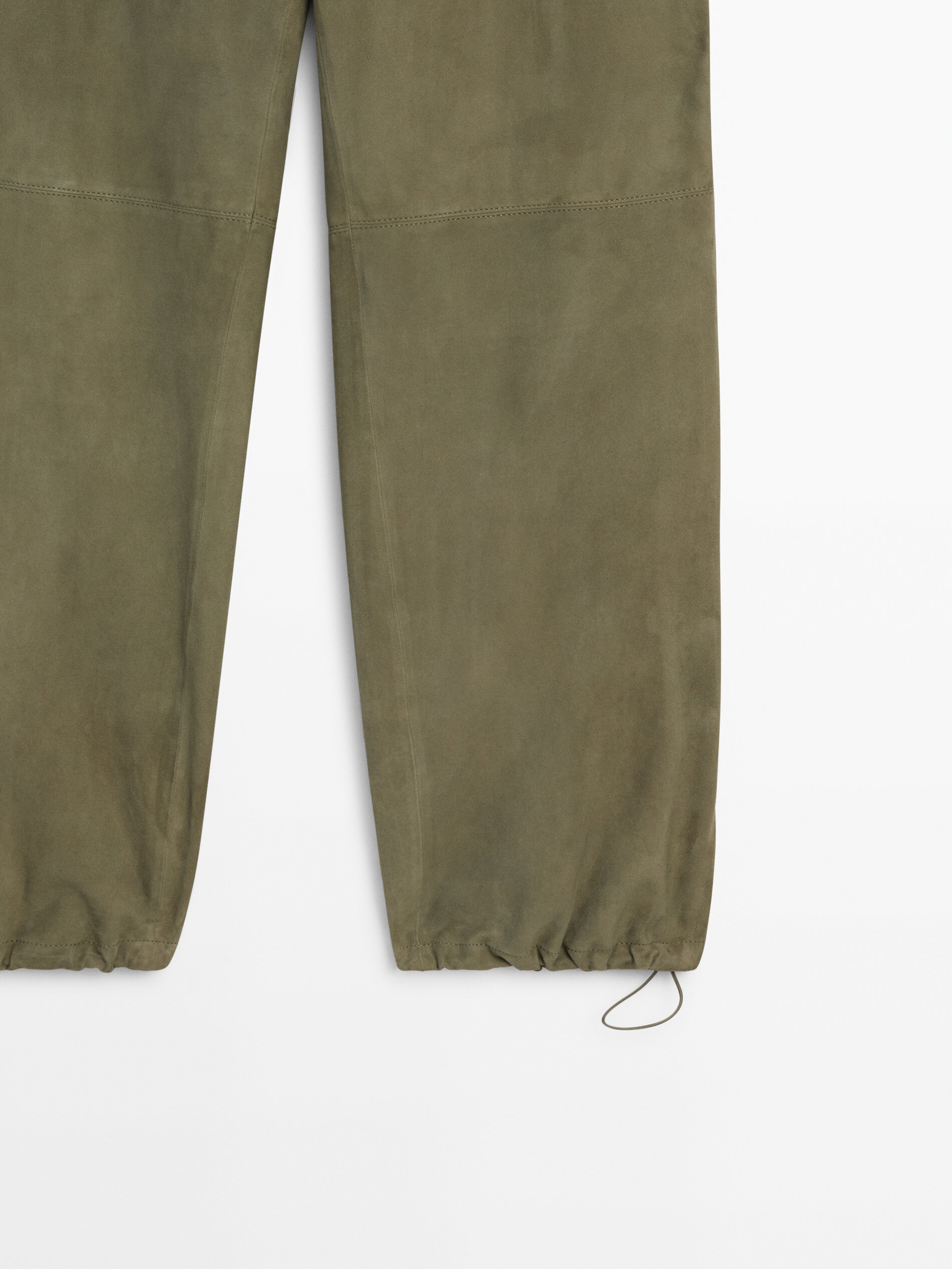 Suede leather jogger trousers Green Skirts Massimo Dutti