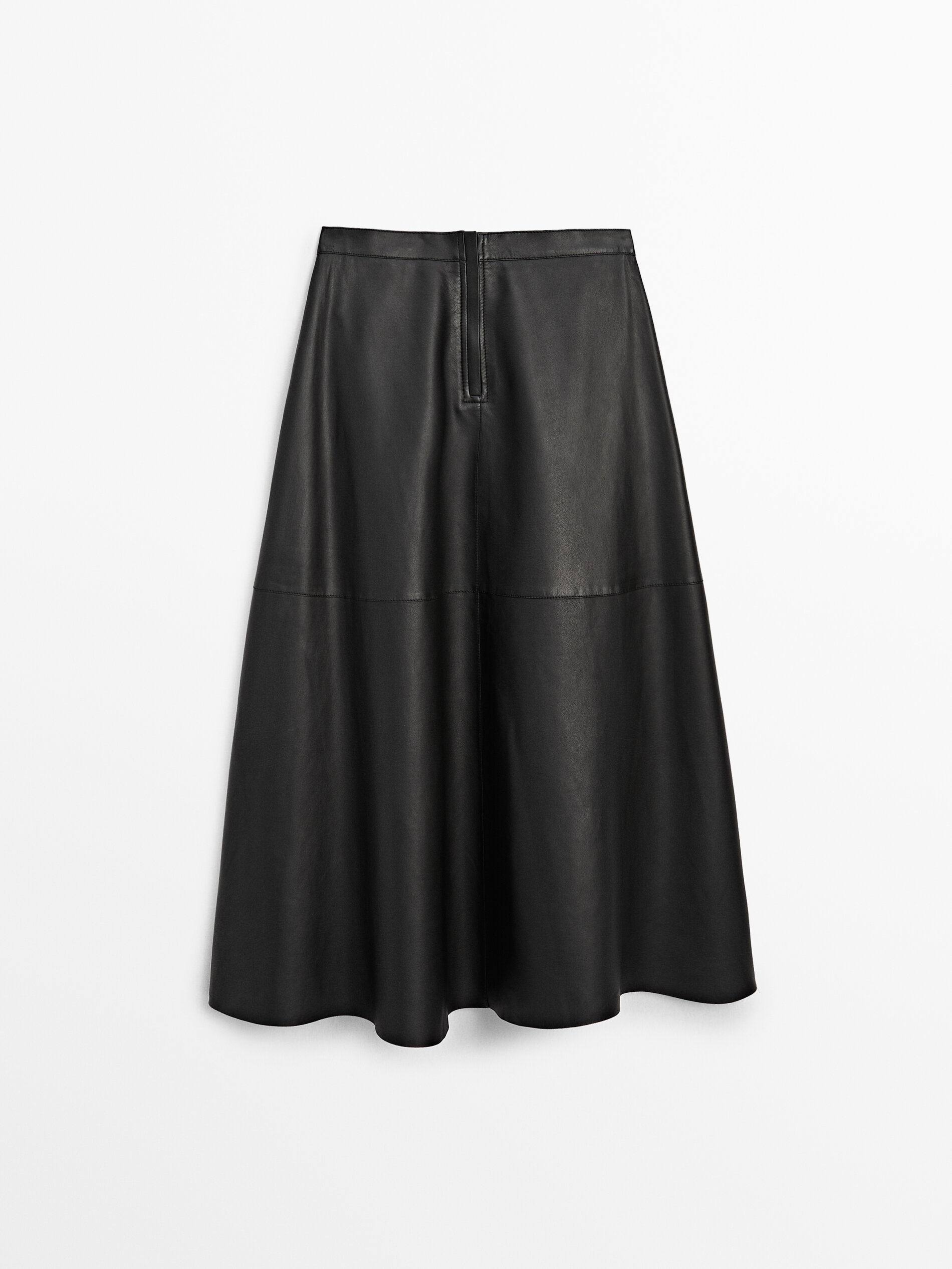 Jupe noire en cuir nappa