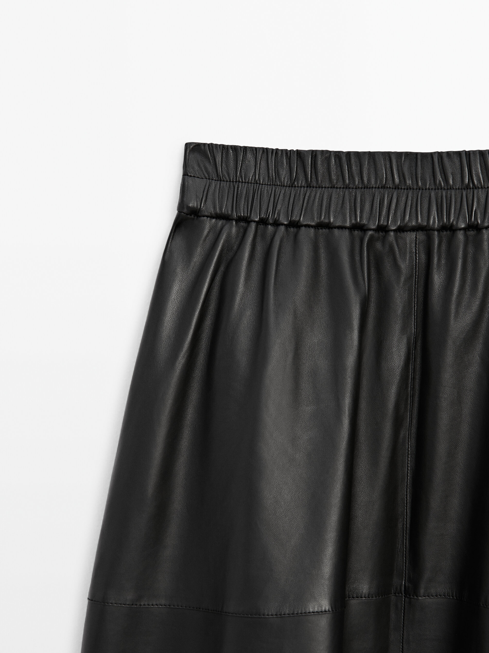Jupe longue en cuir nappa fendue sur les c t s Noir Jupes