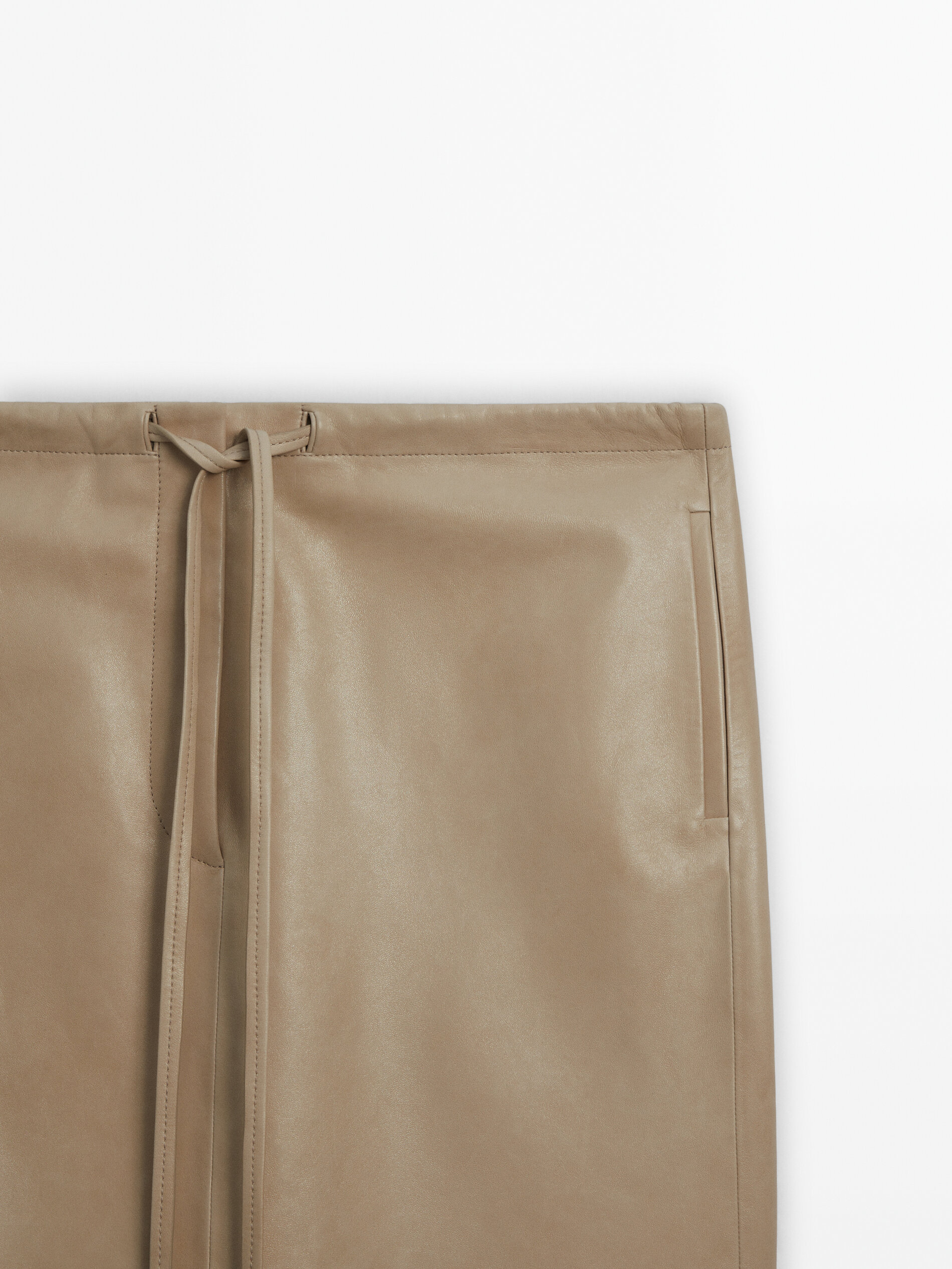 Nappa leather jogger skirt Sand Skirts Massimo Dutti