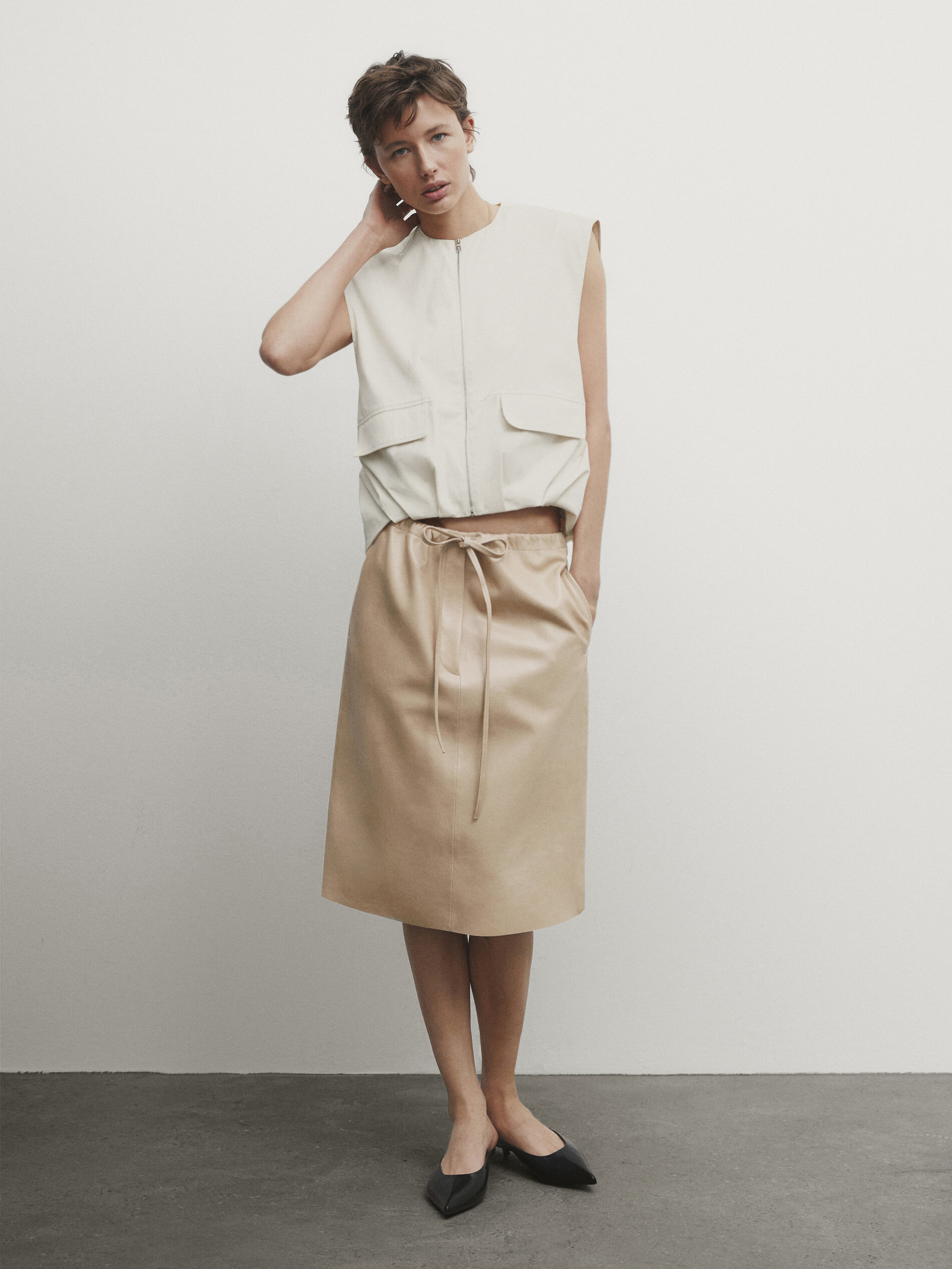 Jupe cuir top massimo dutti
