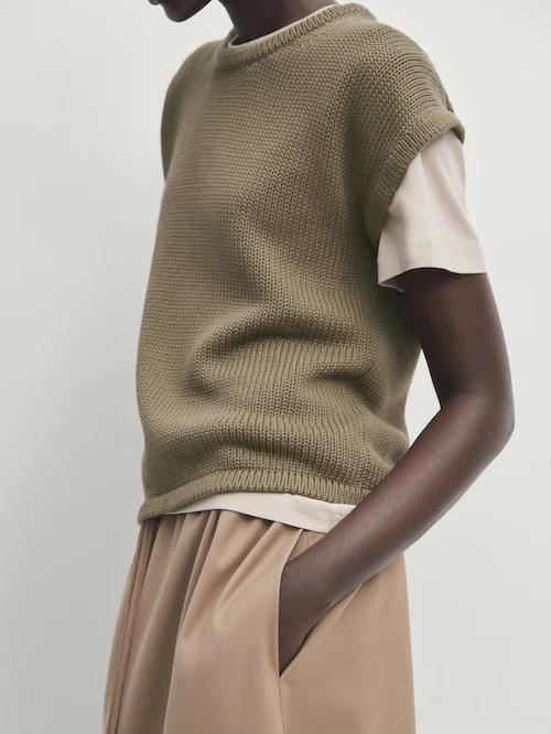 마시모두띠 Massimo Dutti 100% cotton short sleeve sweater
