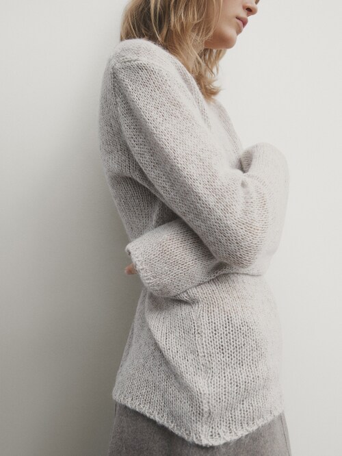 마시모두띠 Massimo Dutti Twisted-yarn-effect knit sweater