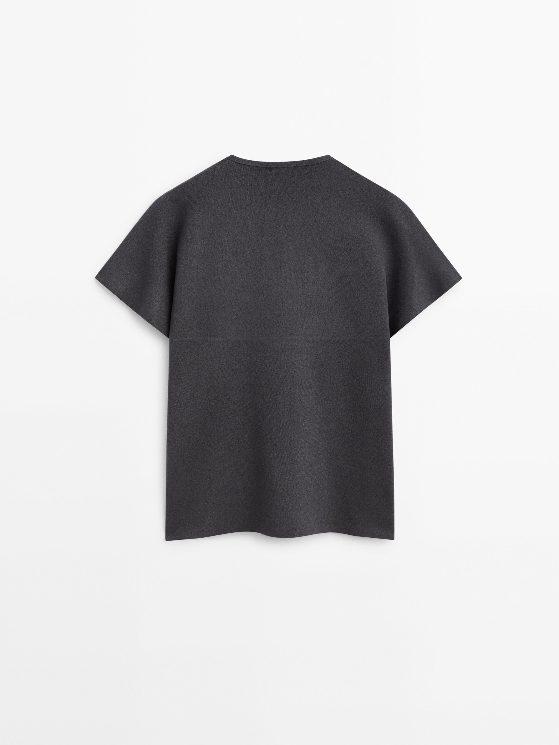 Short sleeve knit cape sweater with gold toned buttons Grey