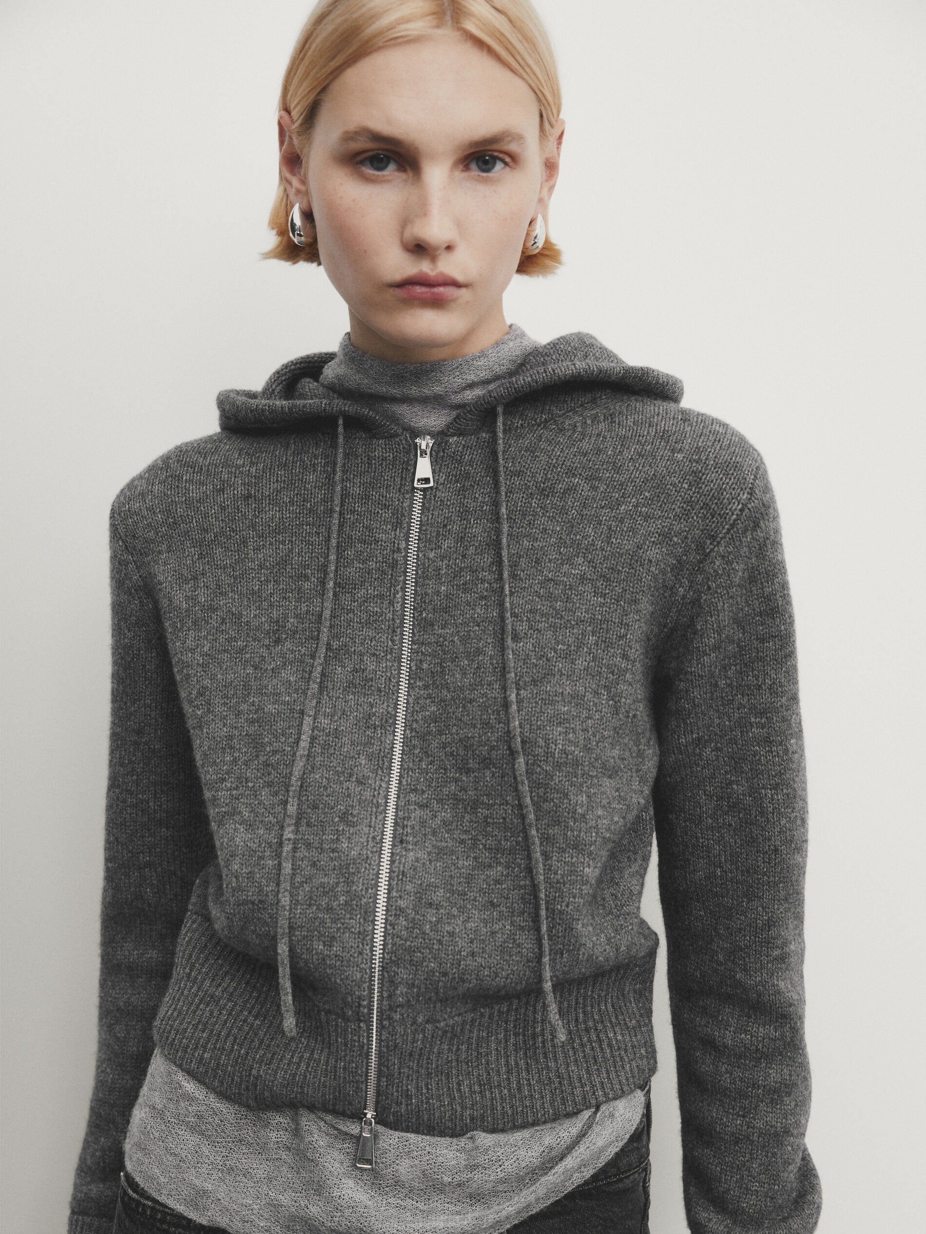 Sweater knit hoodie top