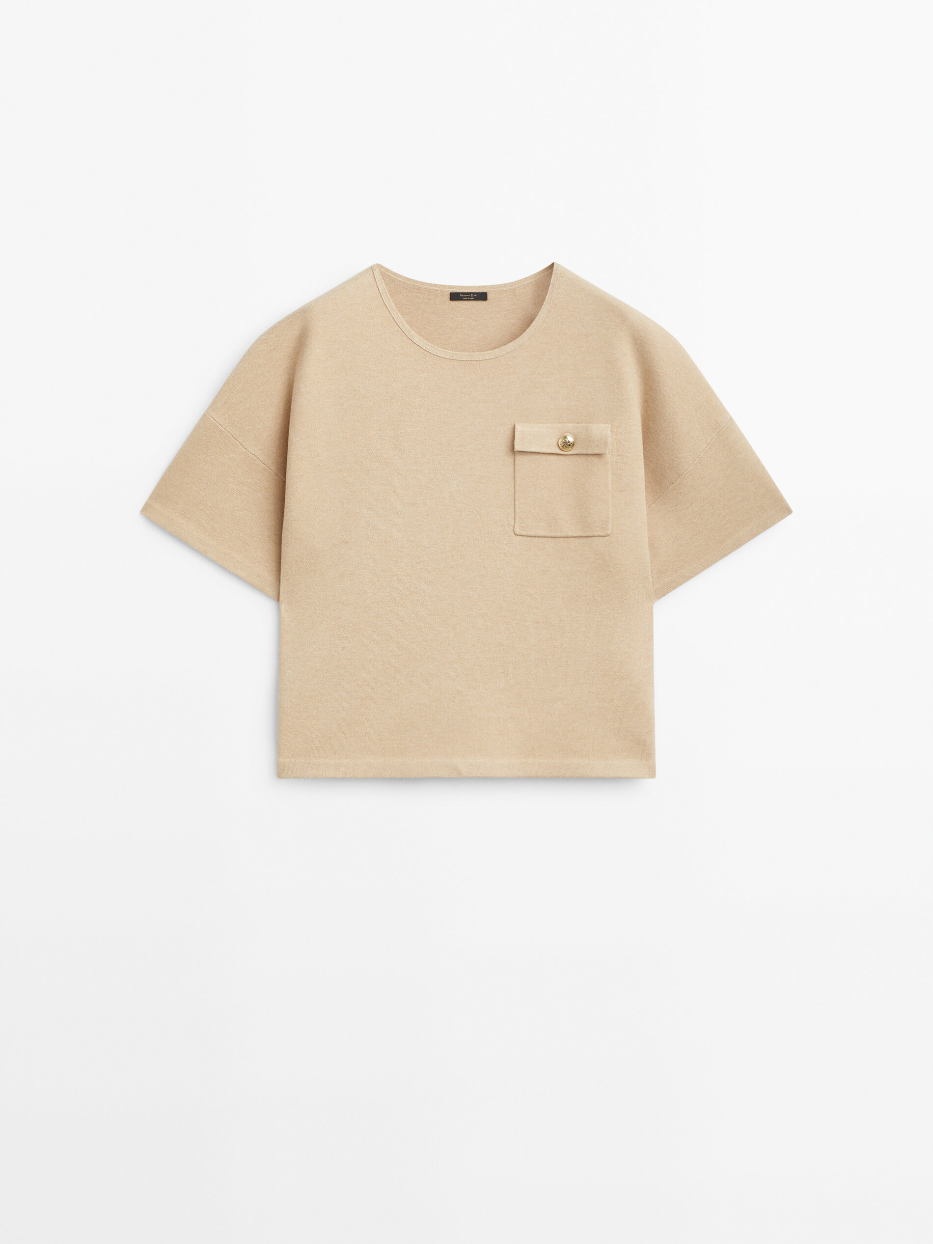 Camel short outlet sleeve sweater
