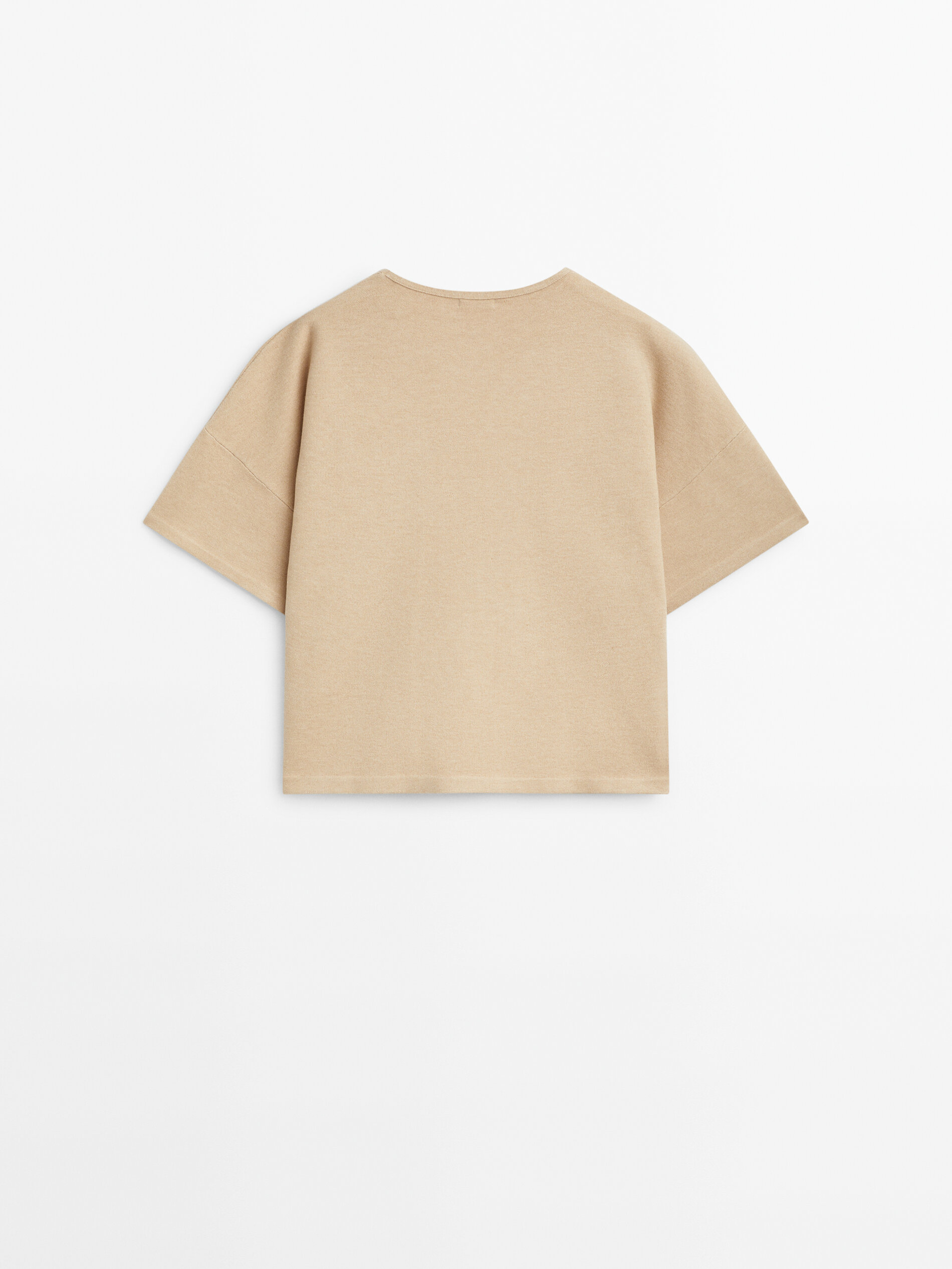 Knit short sleeve sweater with pocket Camel Sweaters And