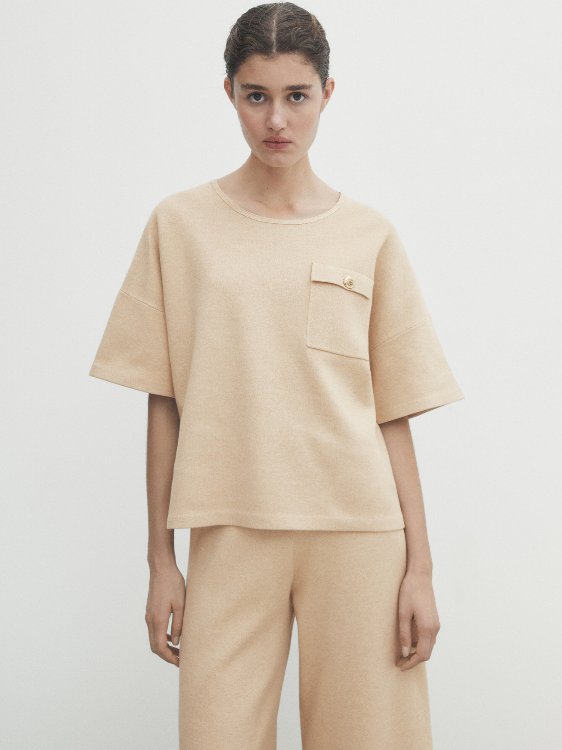 Camel short sleeve sales sweater