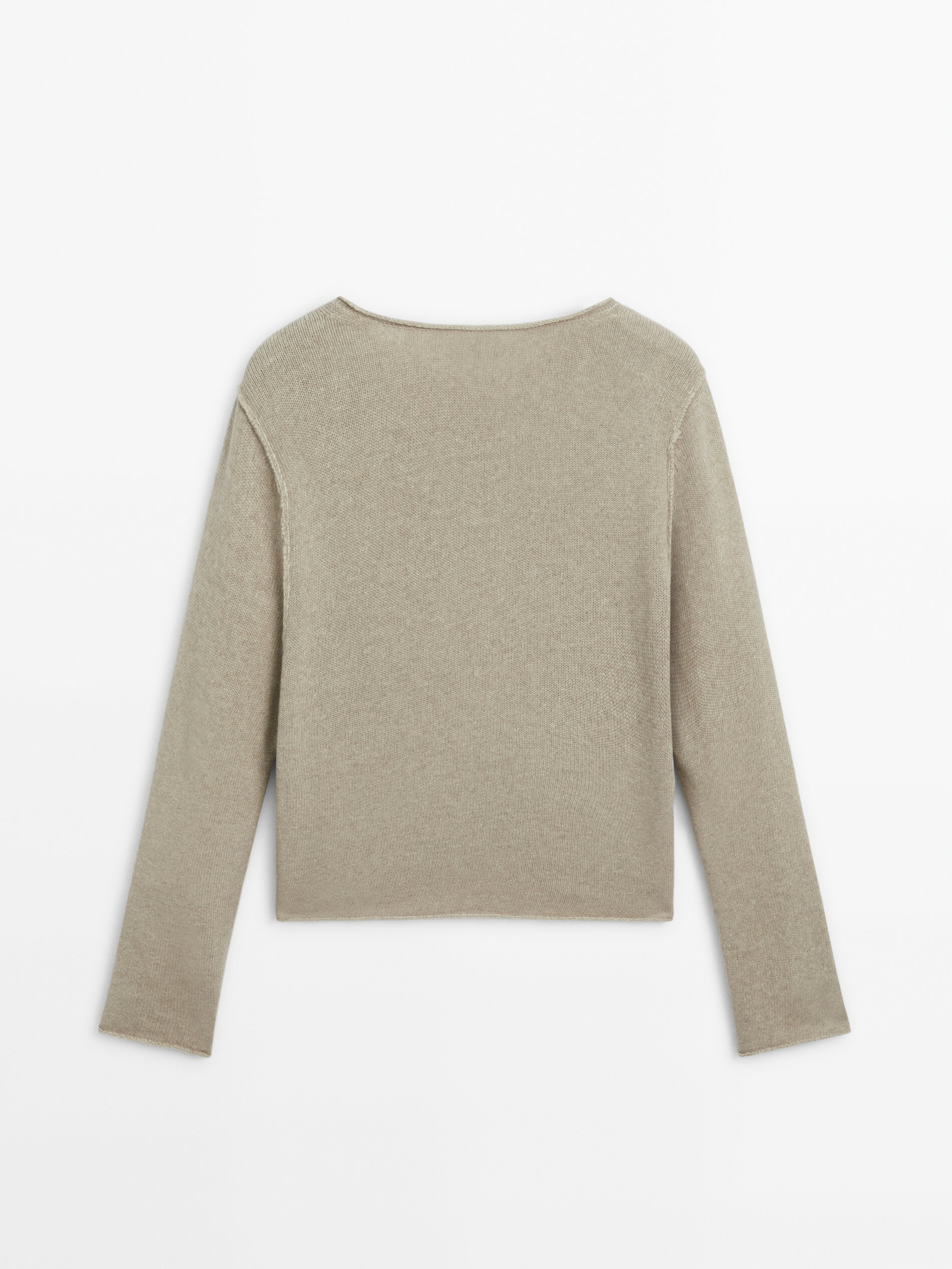 Buttoned knit cardigan with plated finish Beige Sweaters And