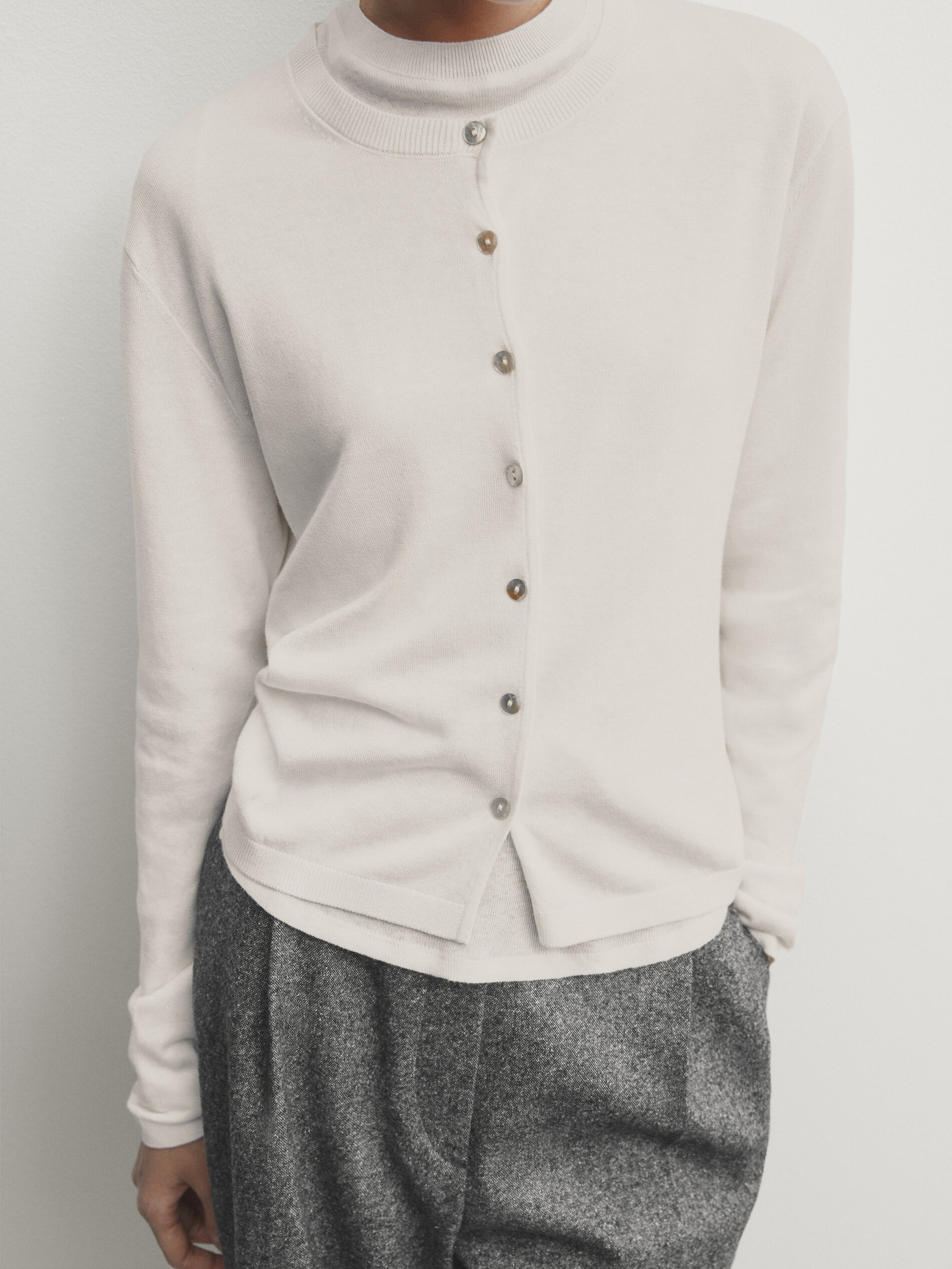 Plain knit button up cardigan