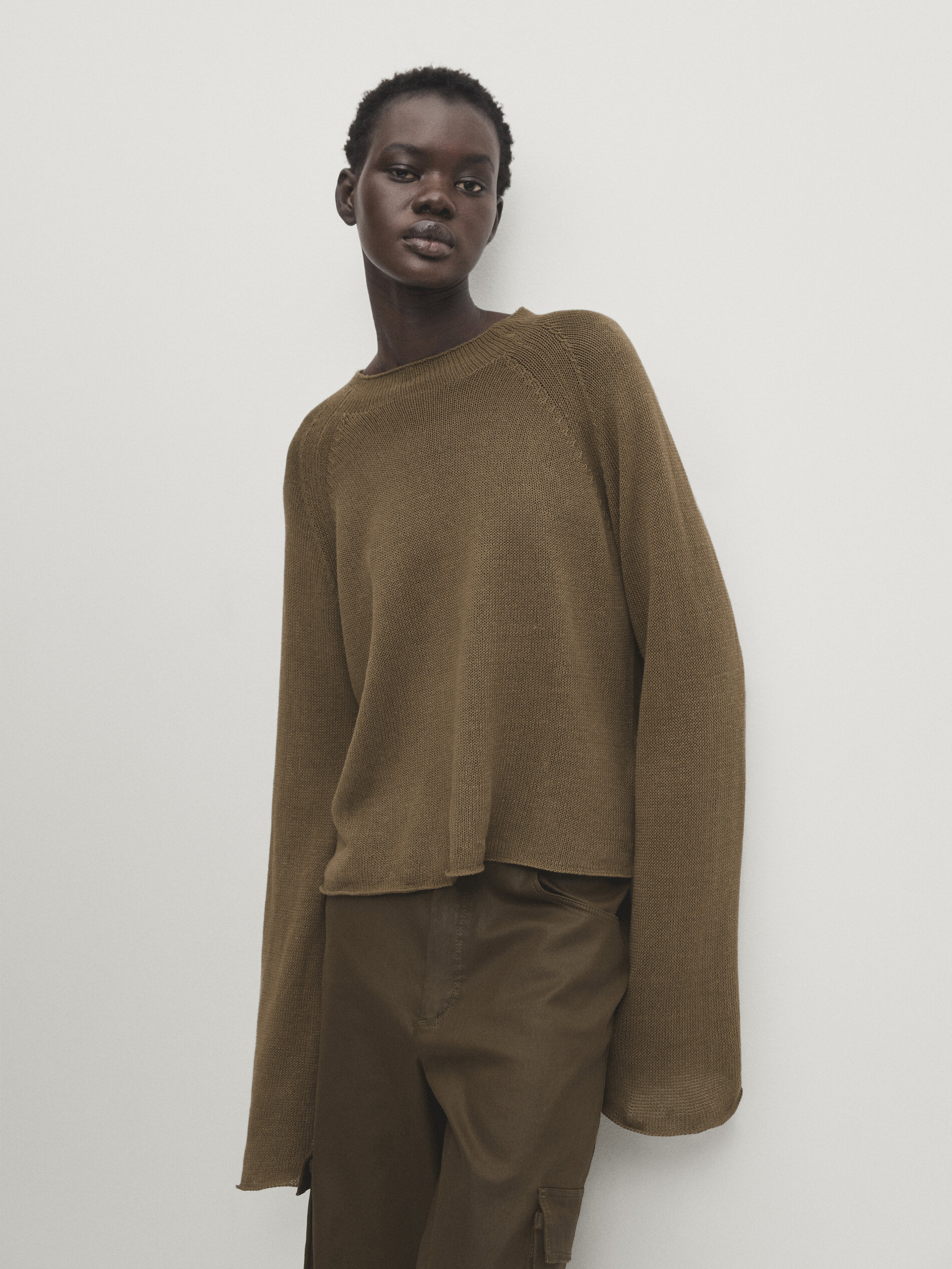 100 linen mock turtleneck sweater