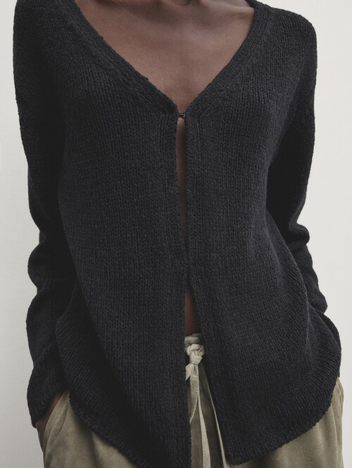 마시모두띠 Massimo Dutti Knit cardigan with hook fastenings