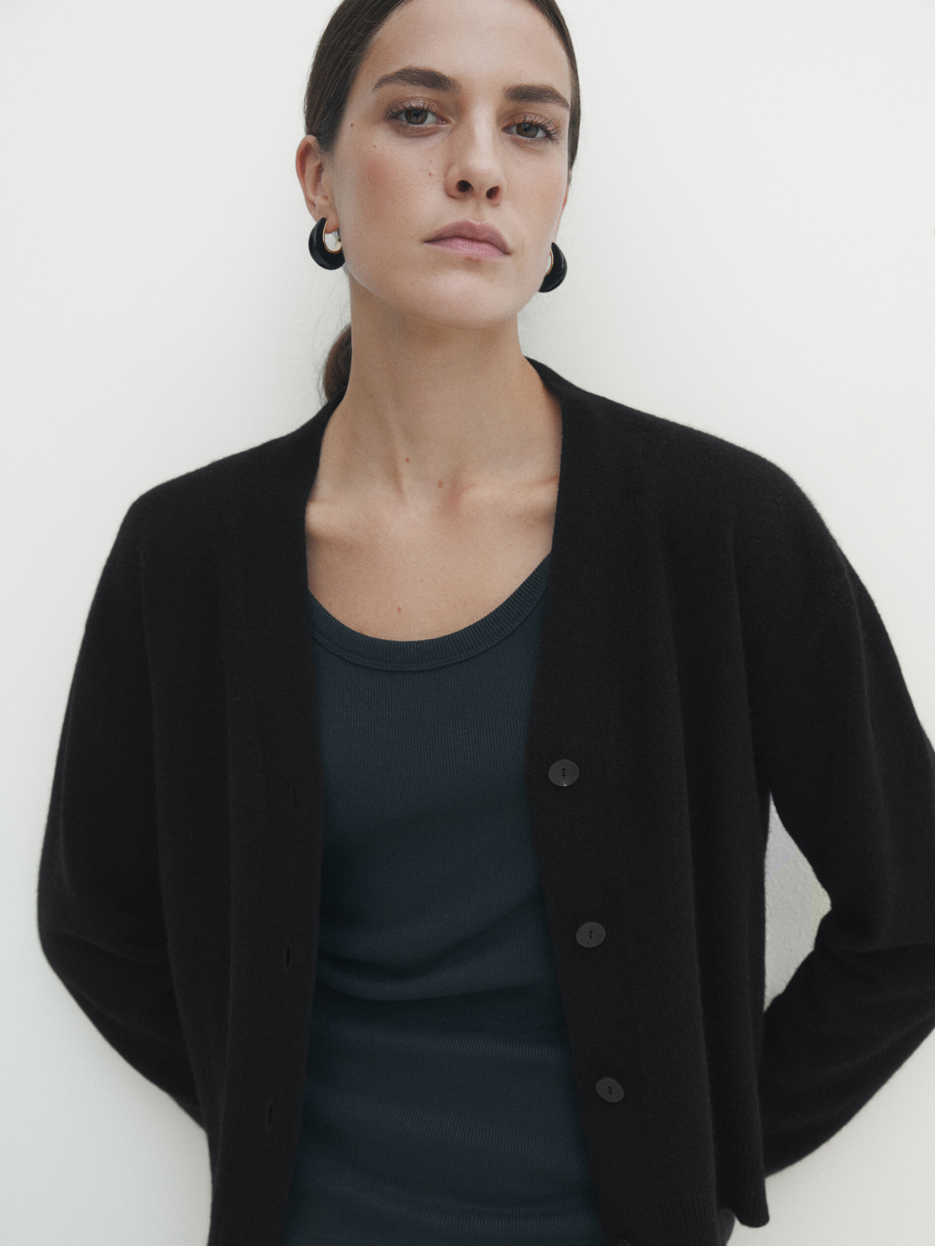 Black button outlet cardigan