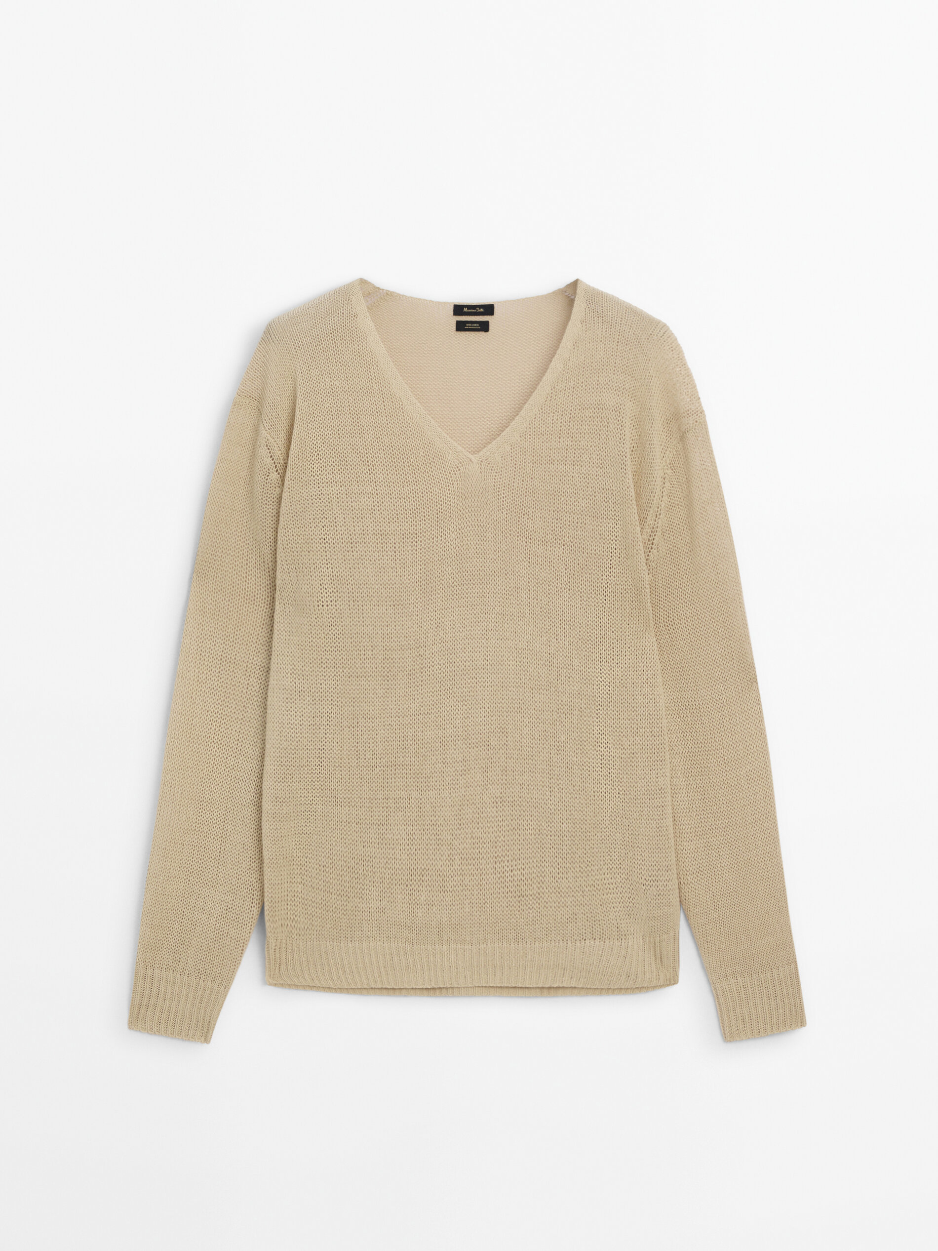 100 linen V neck sweater
