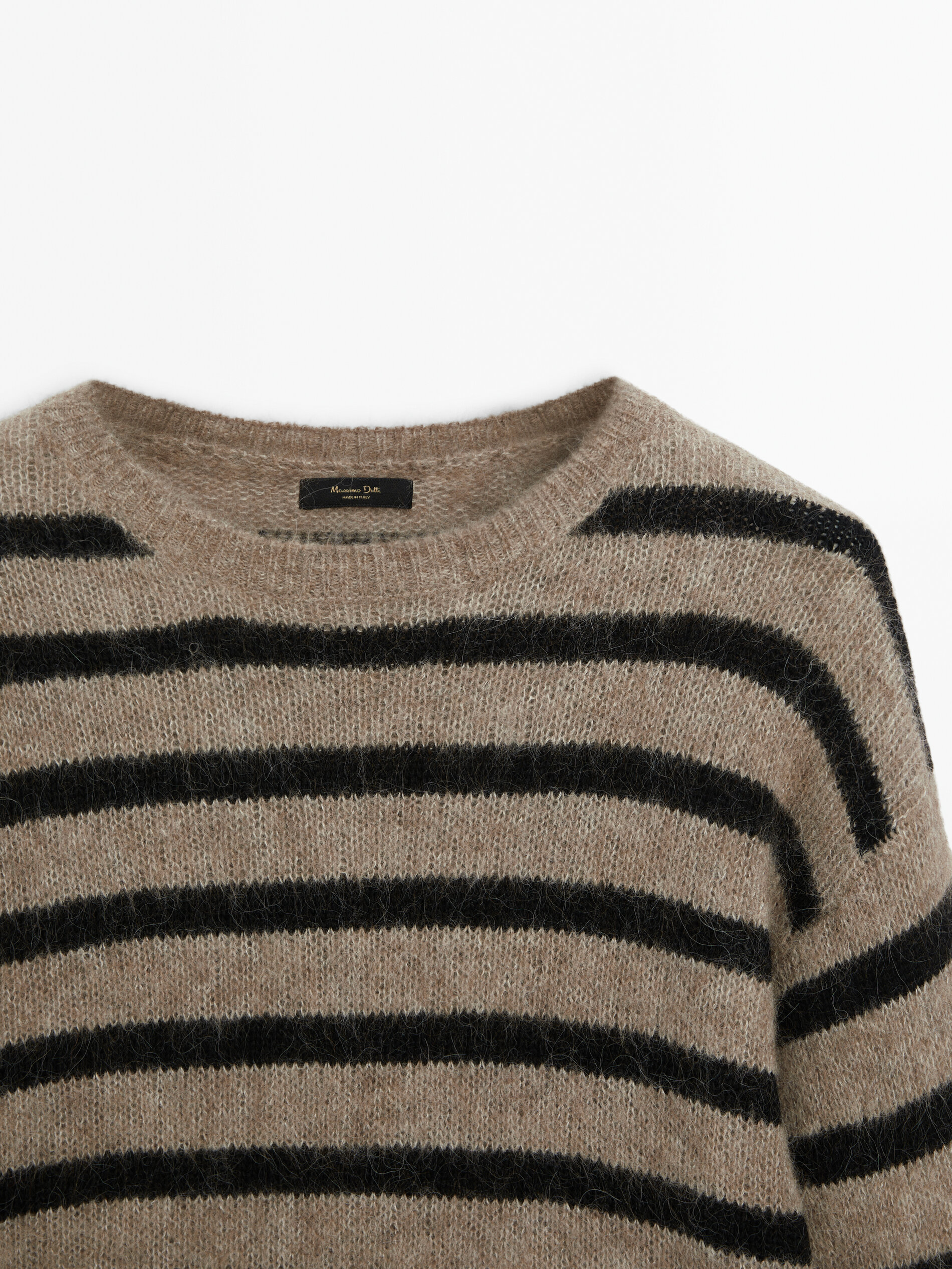 Striped knit crew neck sweater